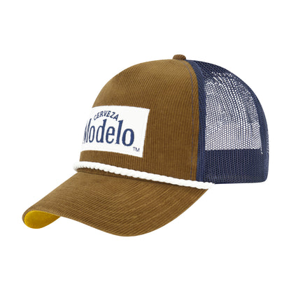 Cerveza Modelo Corduroy Trucker Hat with Rope Detail – Adjustable Mesh Snapback