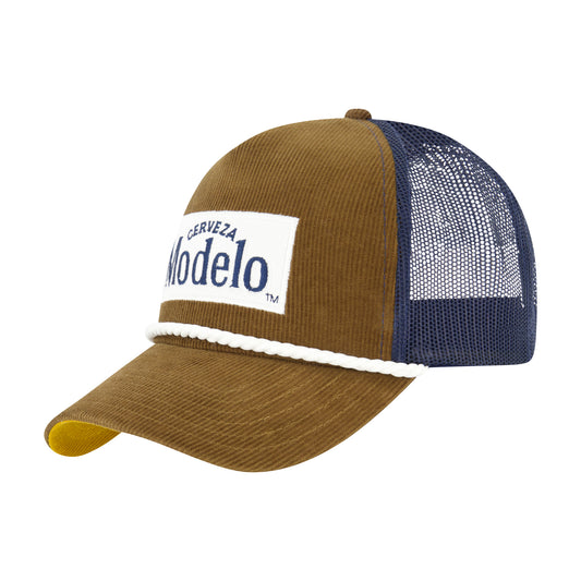 Cerveza Modelo Corduroy Trucker Hat with Rope Detail – Adjustable Mesh Snapback