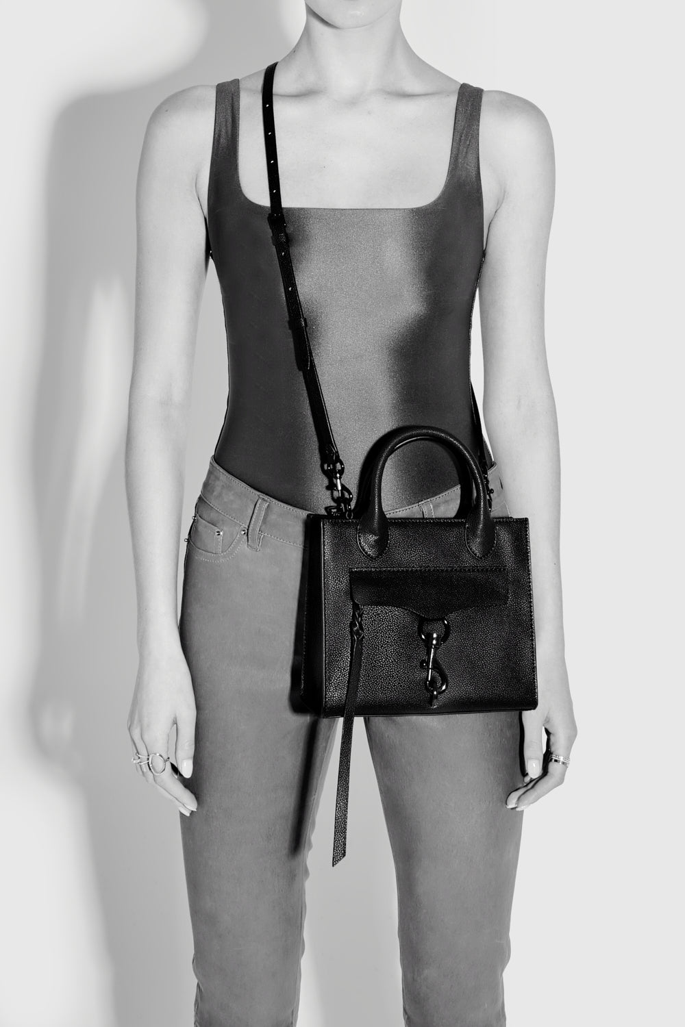 Rebecca Minkoff Megan Mini Tote Black/White