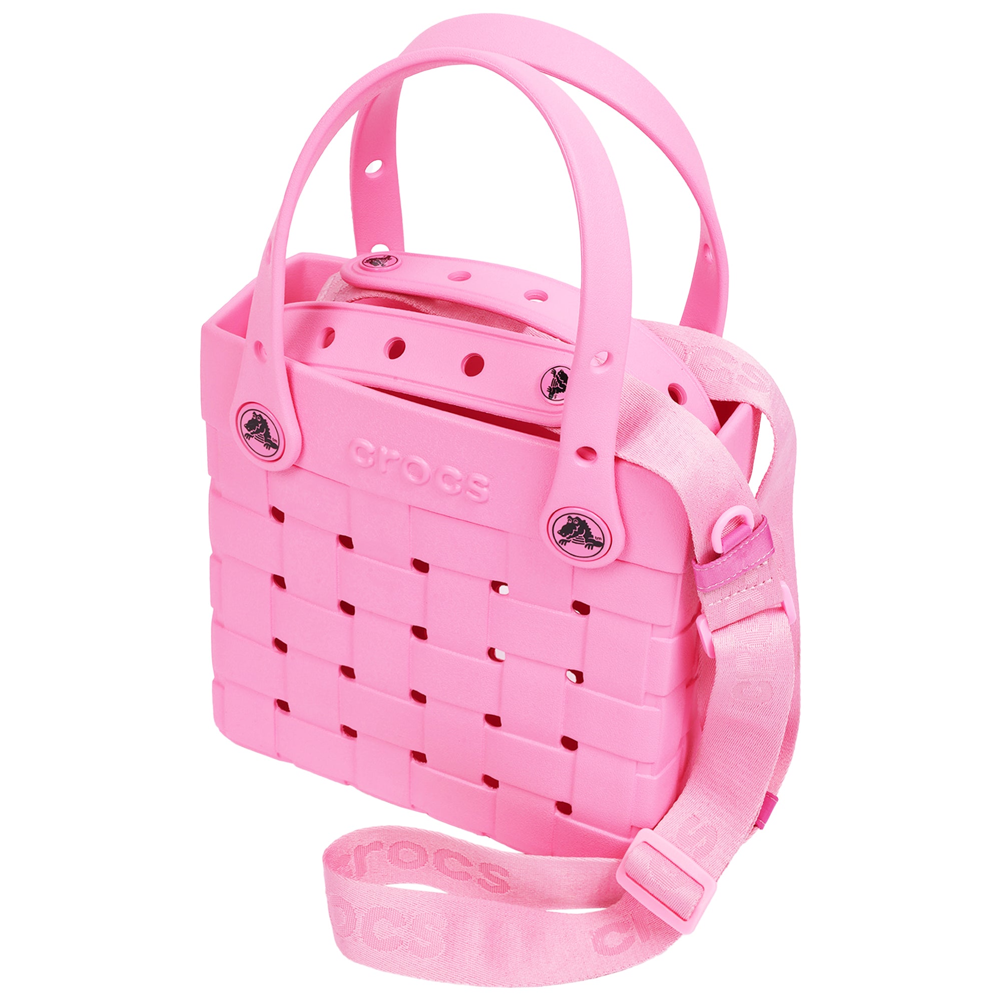 Crocs Small Woven Style Crossbody Tote with Top Handles and removeable crossbody strap