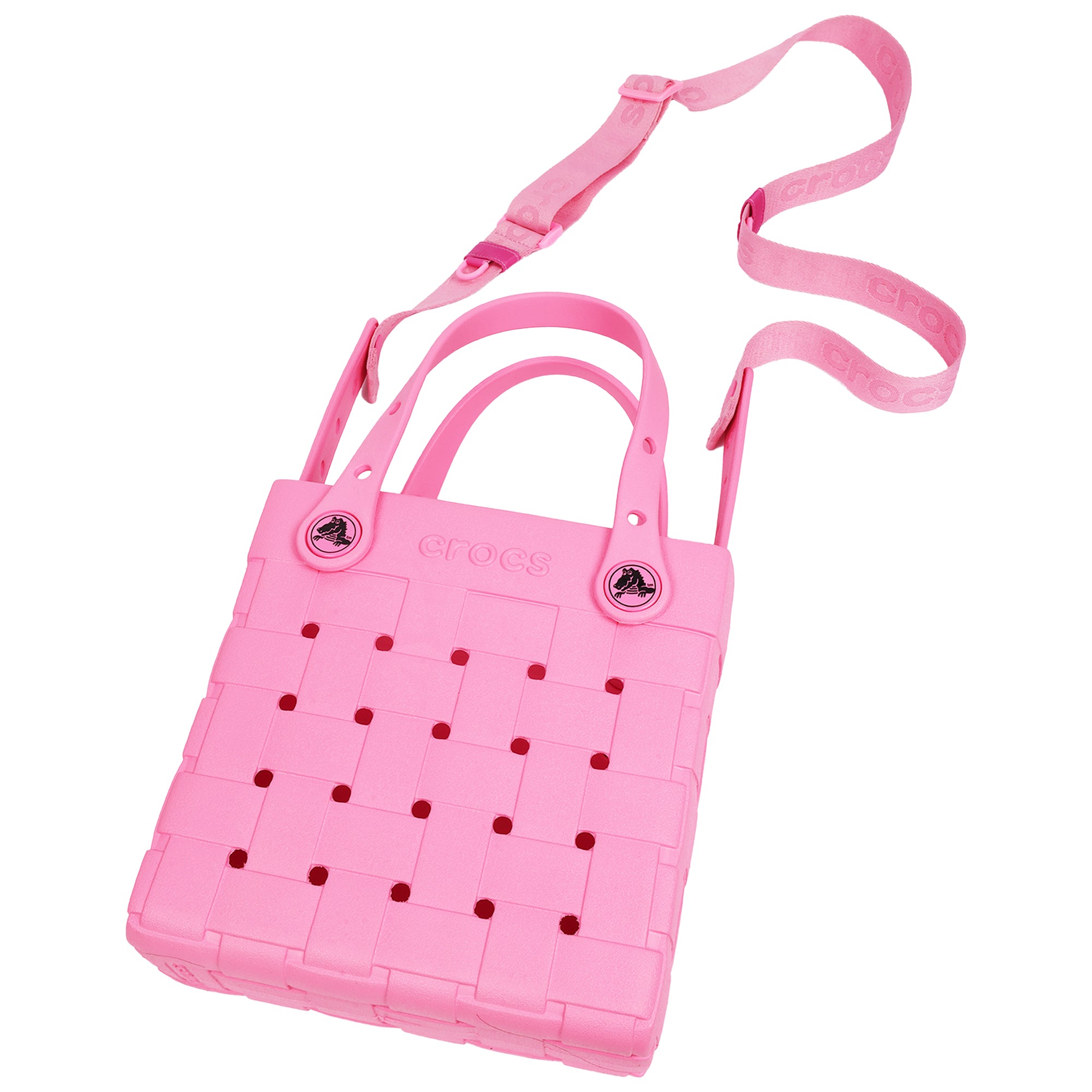 Crocs Small Woven Style Crossbody Tote with Top Handles and removeable crossbody strap