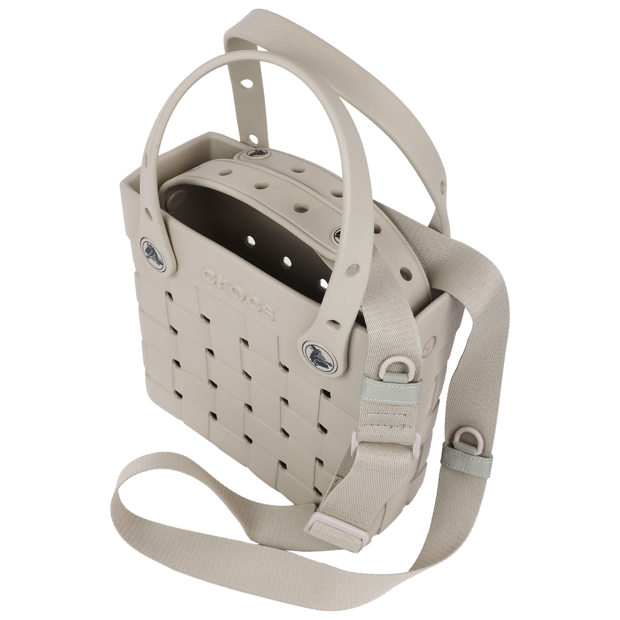 Crocs Small Woven Style Crocssbody Tote with Top Handles and removeable Crocssbody strap