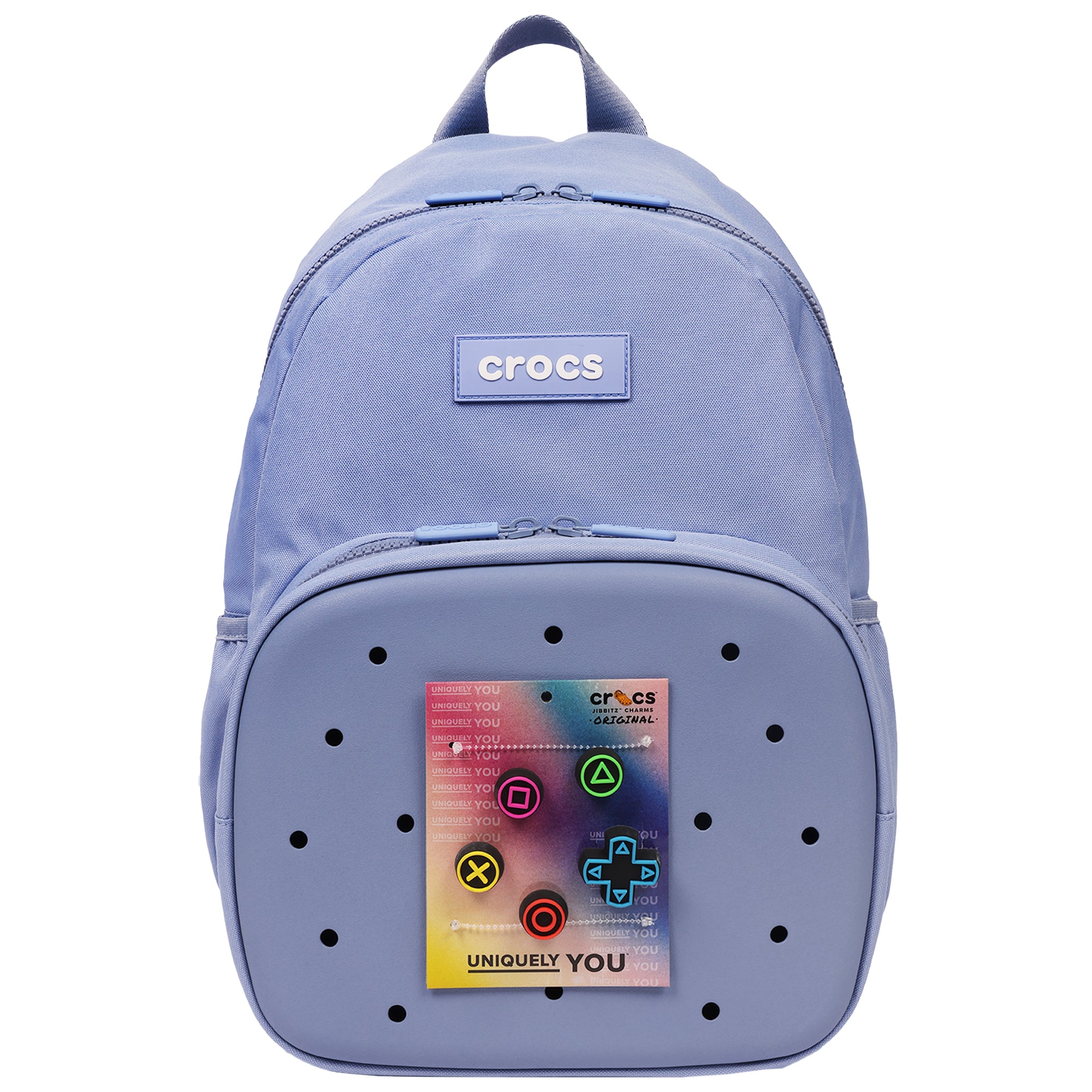Crocs Back to School Backpack with EVA Front Pocket – Customizable Jibbitz™ Backpack (Blue Haze)