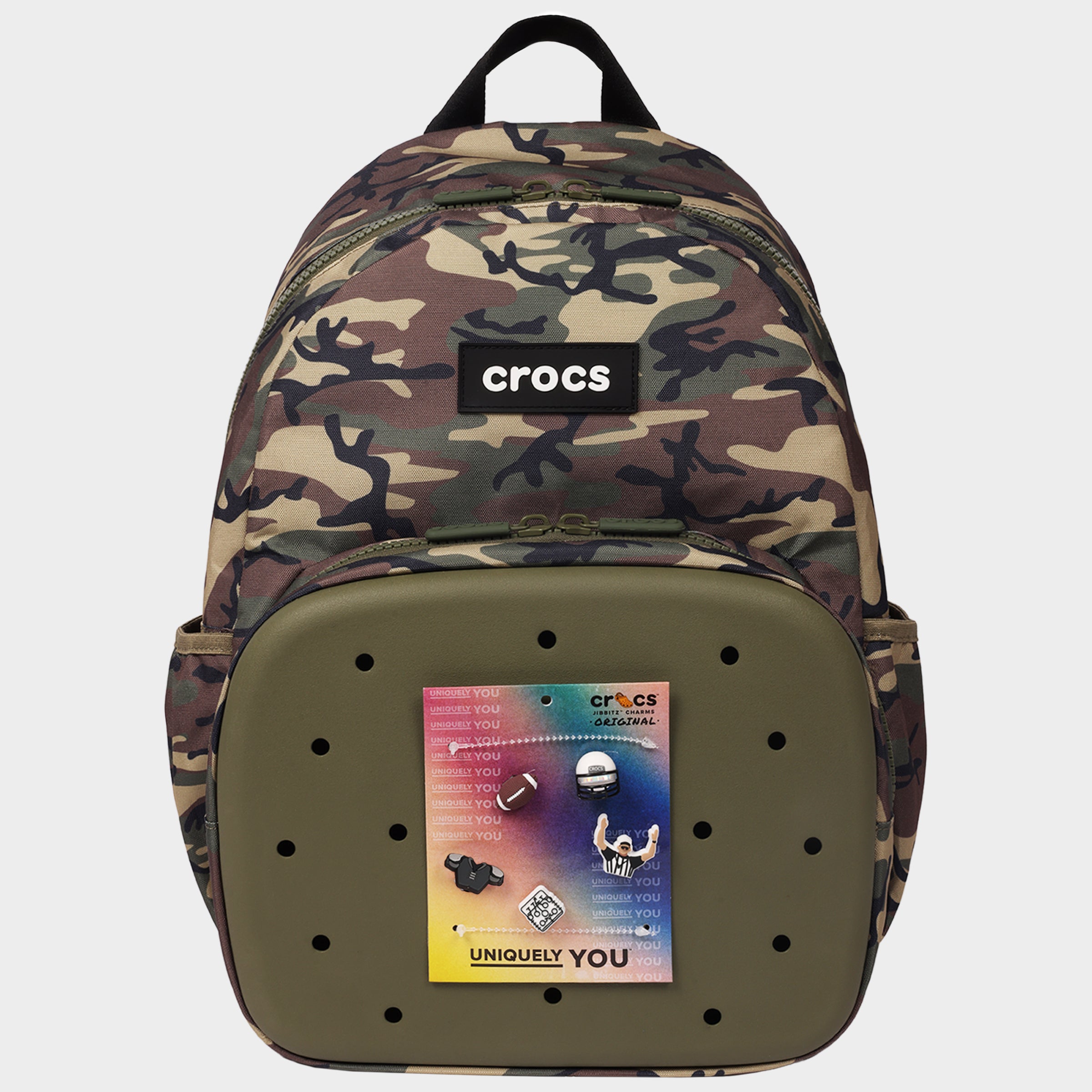 Crocs Camo Back to School Backpack with EVA Front Pocket – Customizable Jibbitz™ Backpack (Camouflage)