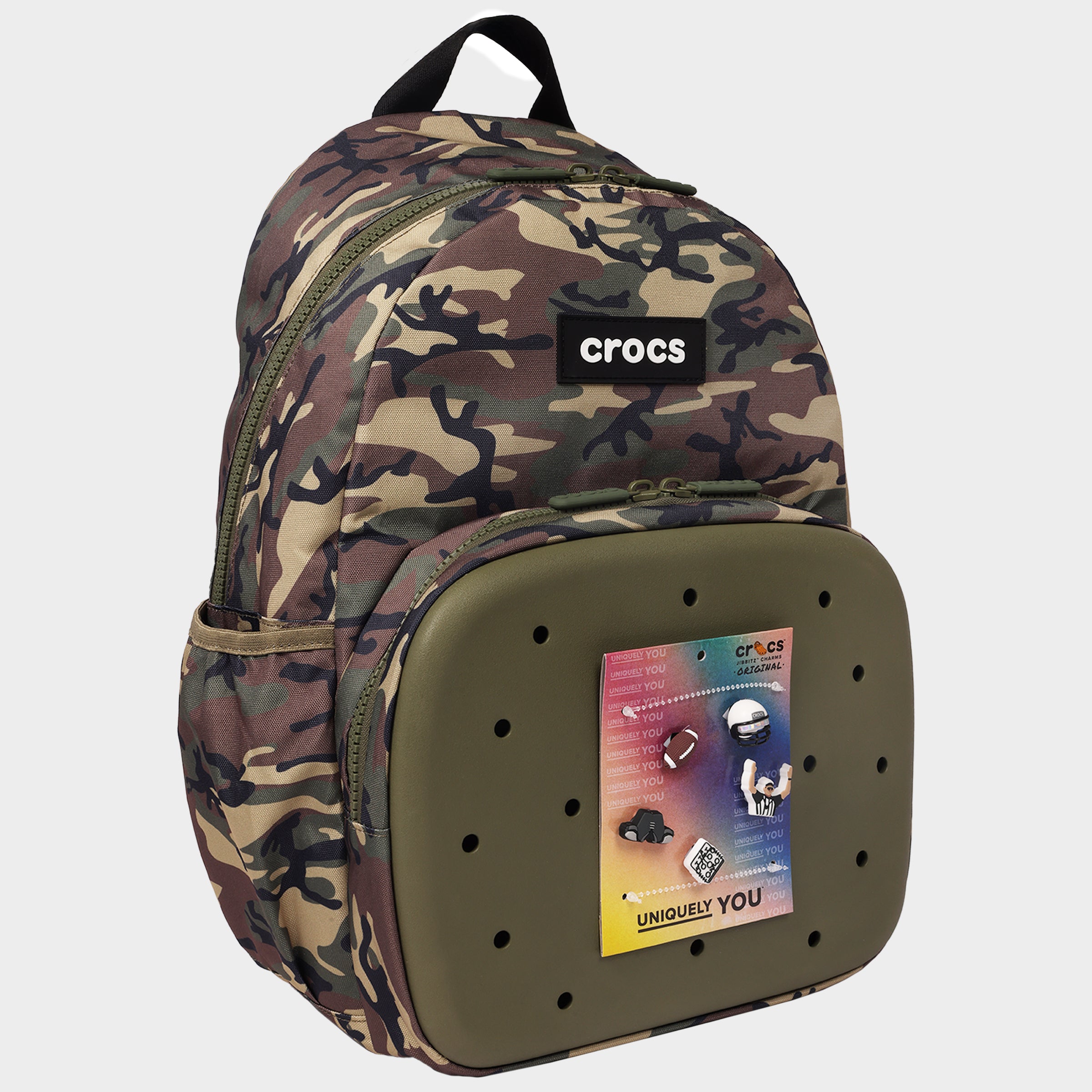 Crocs Camo Back to School Backpack with EVA Front Pocket – Customizable Jibbitz™ Backpack (Camouflage)