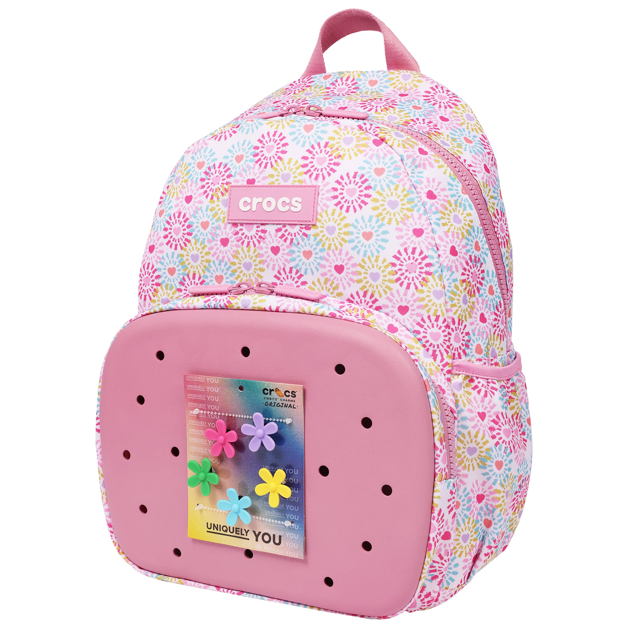 Crocs Floral Back to School Backpack with EVA Front Pocket – Customizable Jibbitz™ Backpack (Pink Floral)