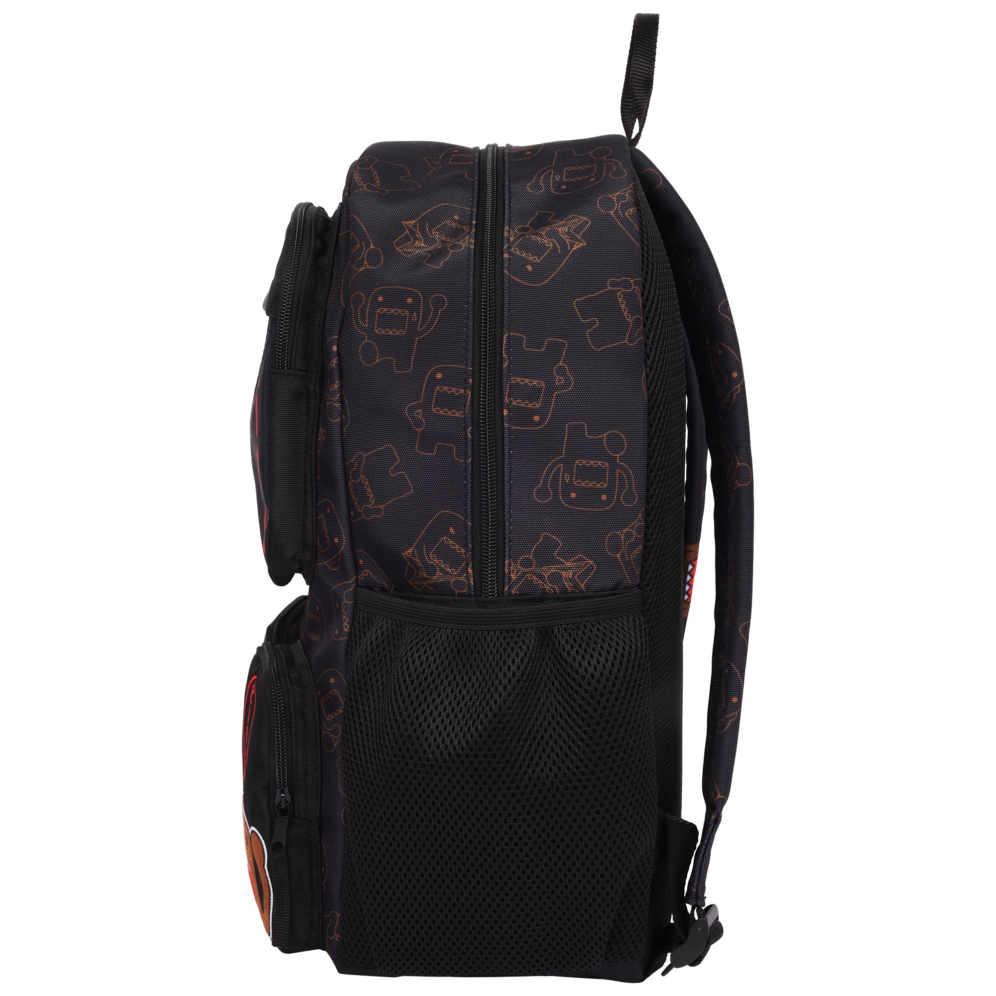 Domo Character Backpack with Clear Window Pocket & Plush Clip Keychain, Multi-Pocket School Bag