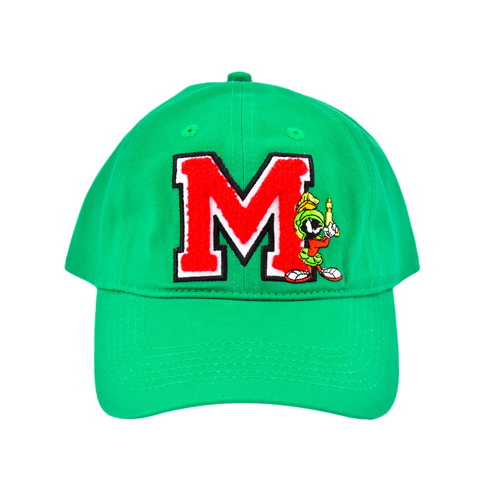 Looney Tunes Marvin the Martian “M” Chenille Dad Cap – Adjustable Curved Brim Hat