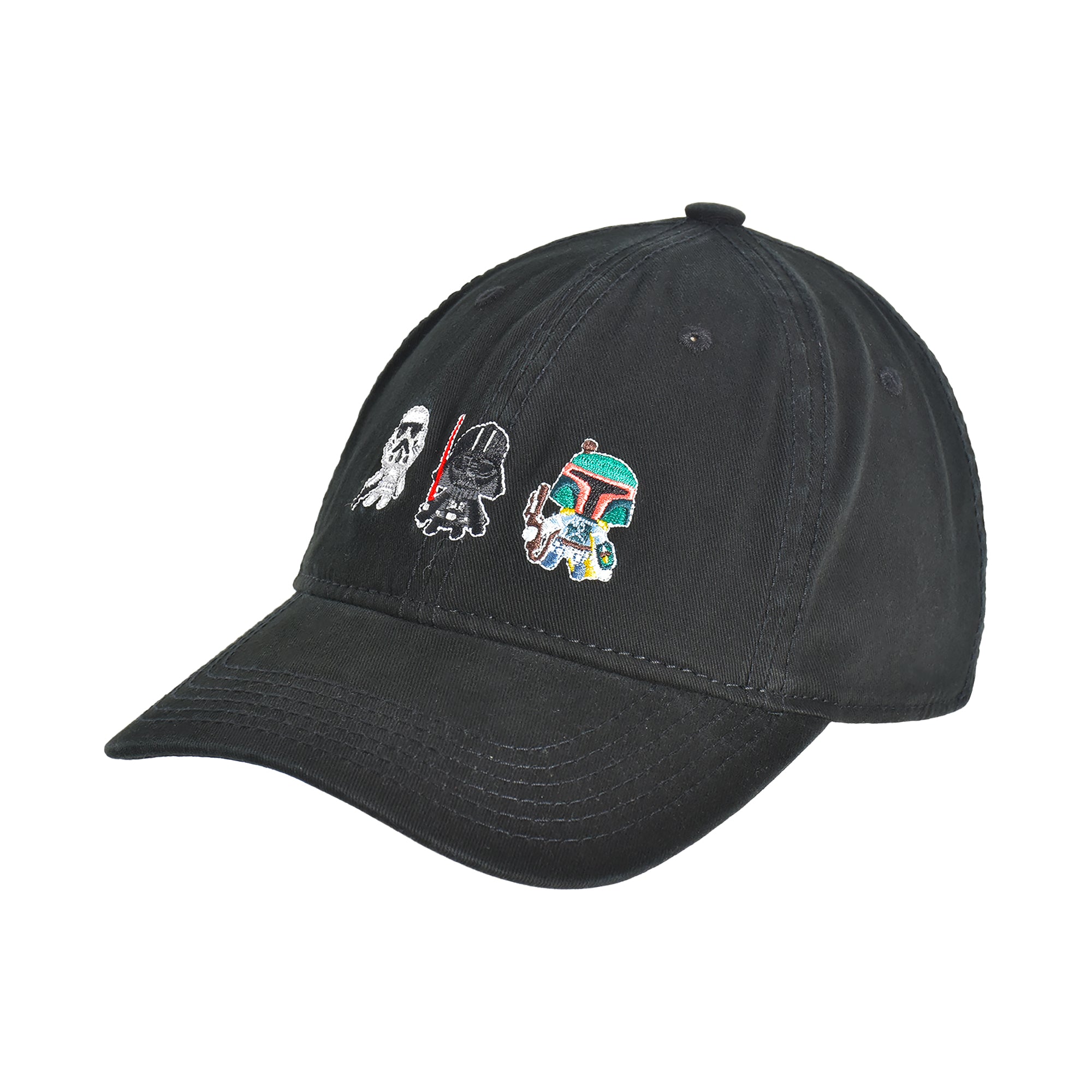 Star Wars Dad Hat, Darth Vader, R2-d2 and Stormtrooper Cotton Adult Baseball Cap with Curved Brim, Black Pixels '22, One Size