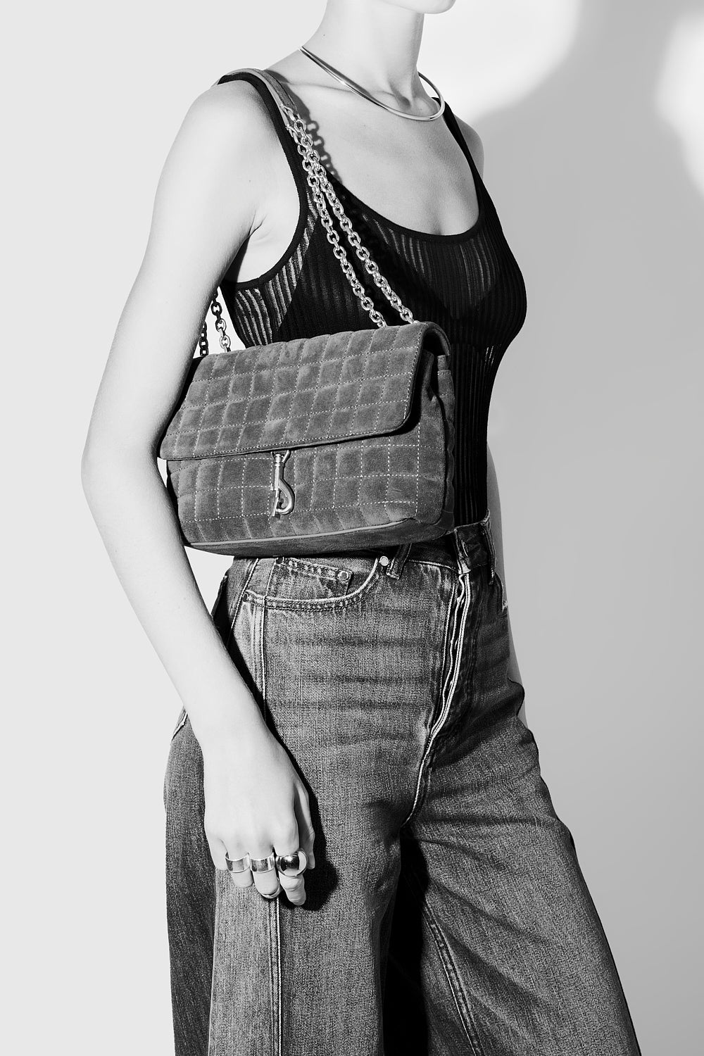 Rebecca Minkoff Edie Medium Crossbody With Square Quilt Black
