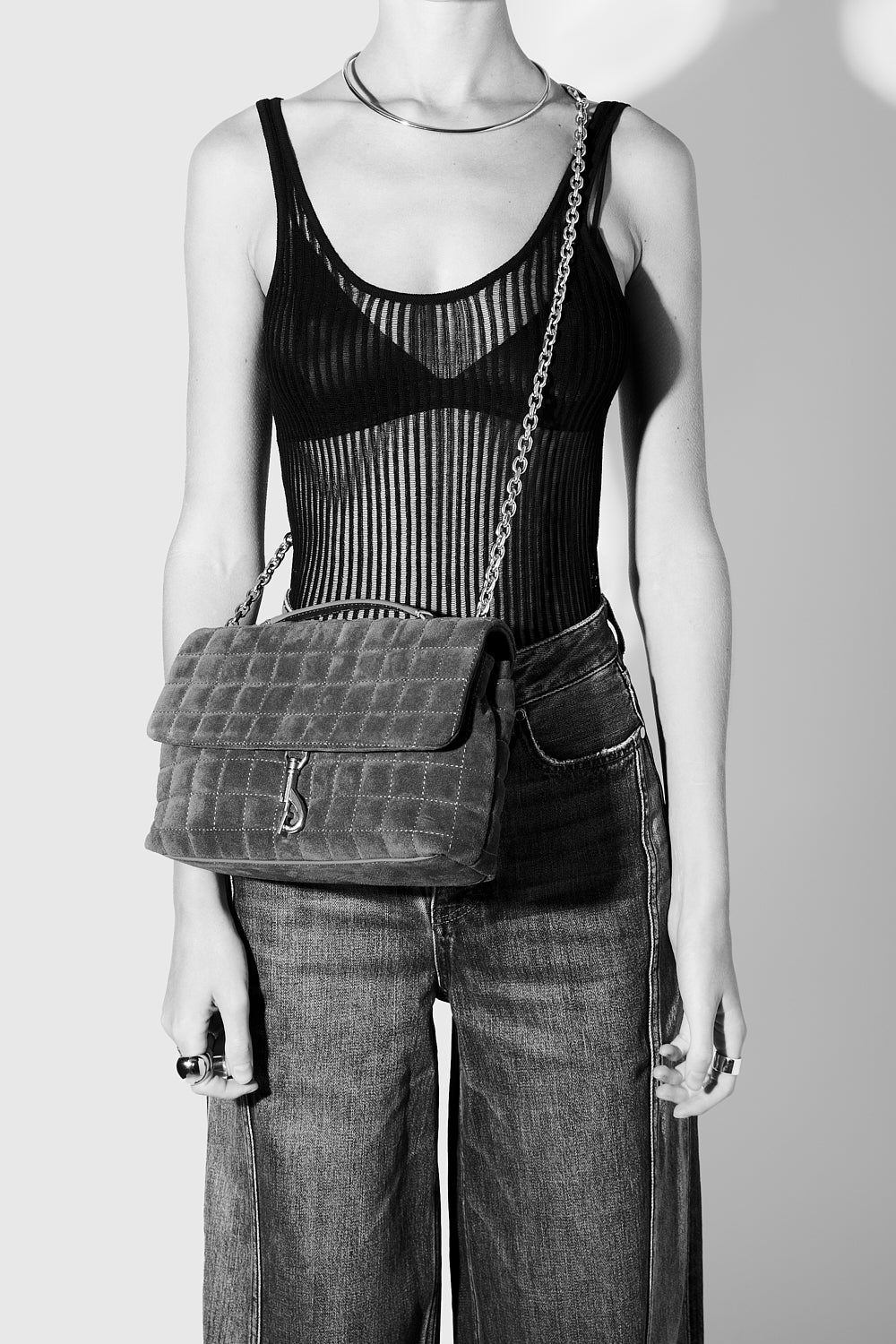 Rebecca Minkoff Edie Medium Crossbody With Square Quilt Black