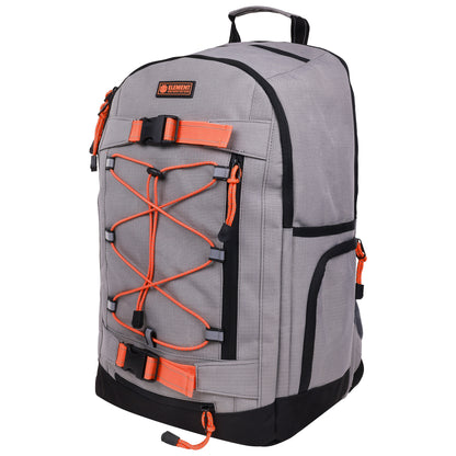 Element Ripstop Backpack- Durable Outdoor and School Bag with Skate Straps and Multiple Compartments, Grey