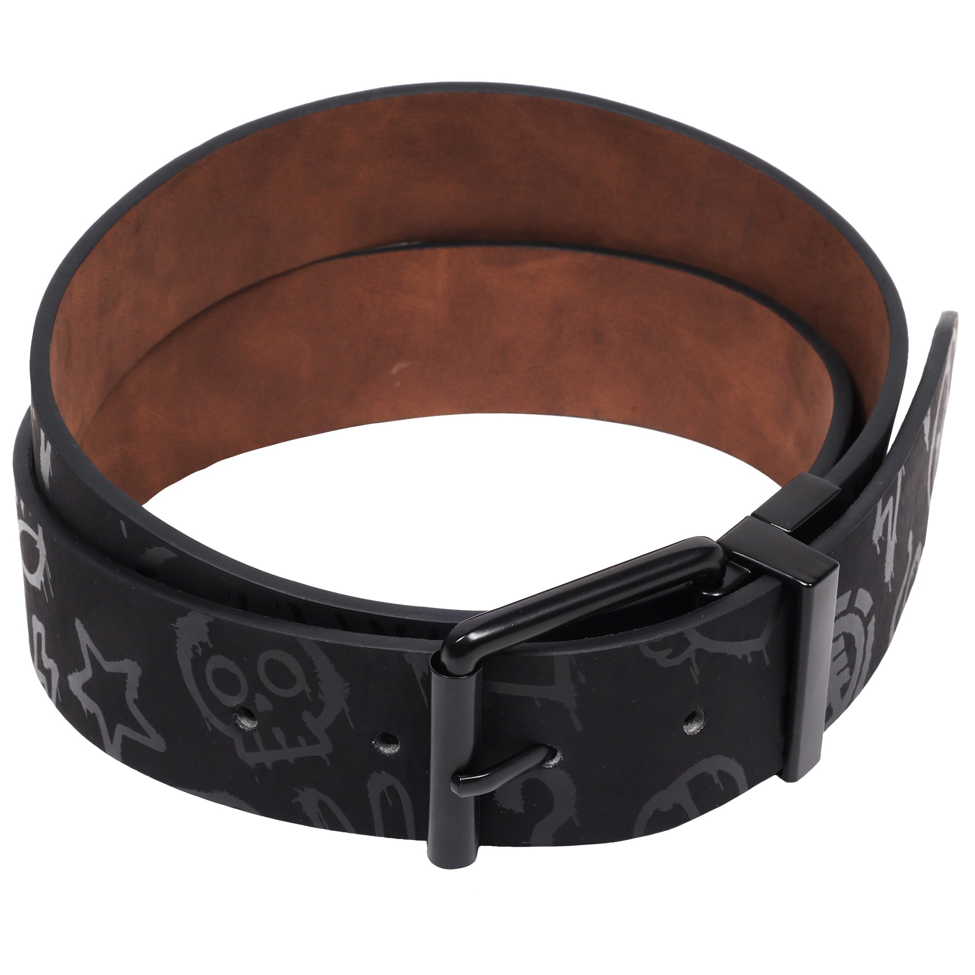 Element Distressed PU Reversible Belt with Allover Print – Black | Sizes M–XL