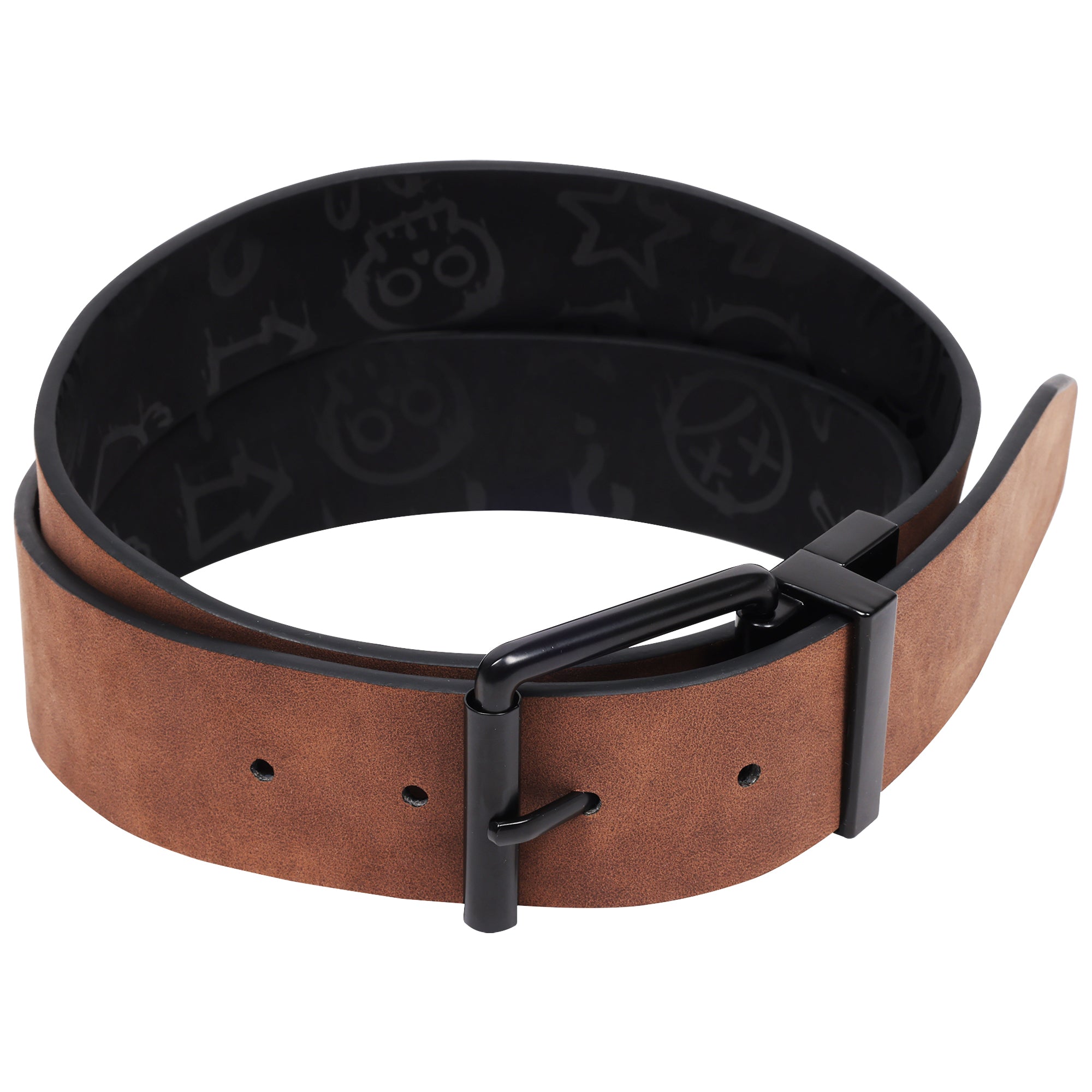 Element Distressed PU Reversible Belt with Allover Print – Black | Sizes M–XL