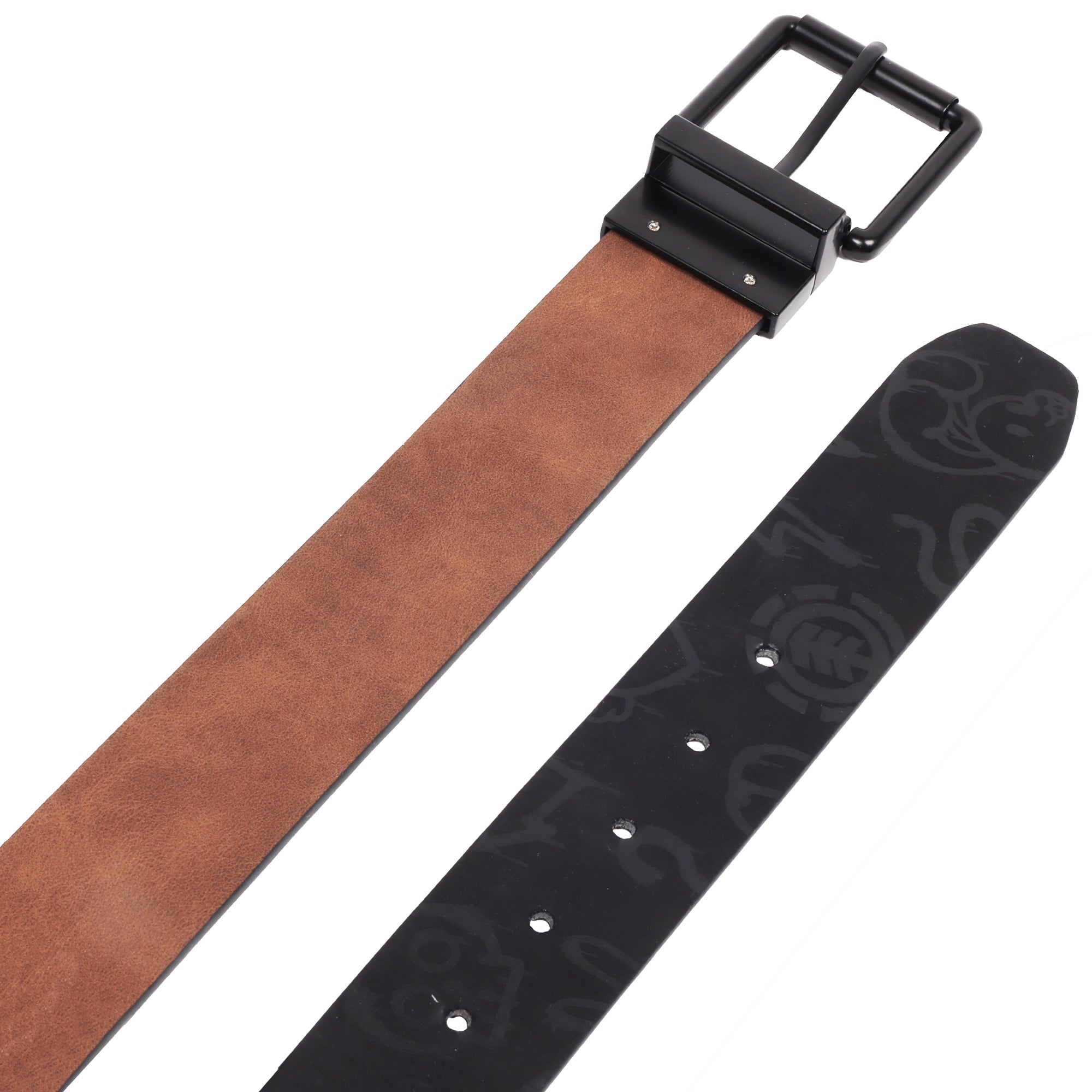 Element Distressed PU Reversible Belt with Allover Print – Black | Sizes M–XL