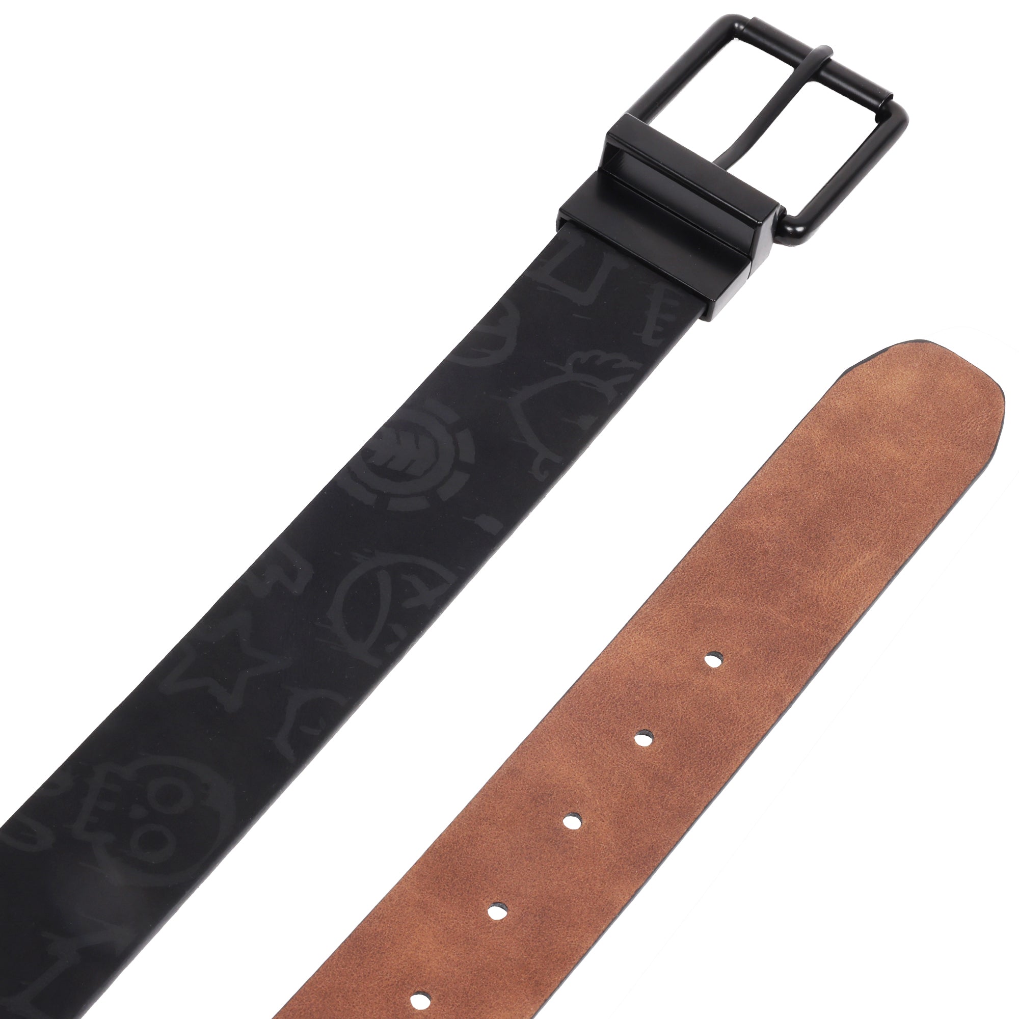 Element Distressed PU Reversible Belt with Allover Print – Black | Sizes M–XL