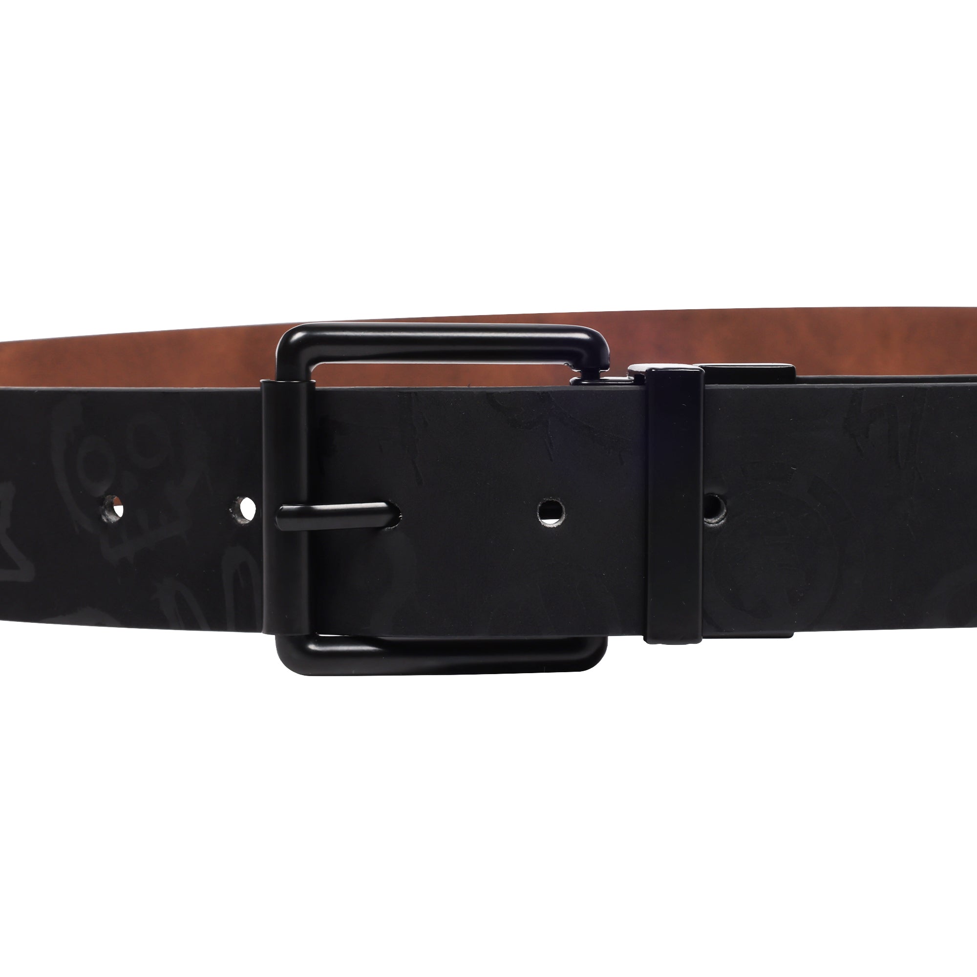 Element Distressed PU Reversible Belt with Allover Print – Black | Sizes M–XL