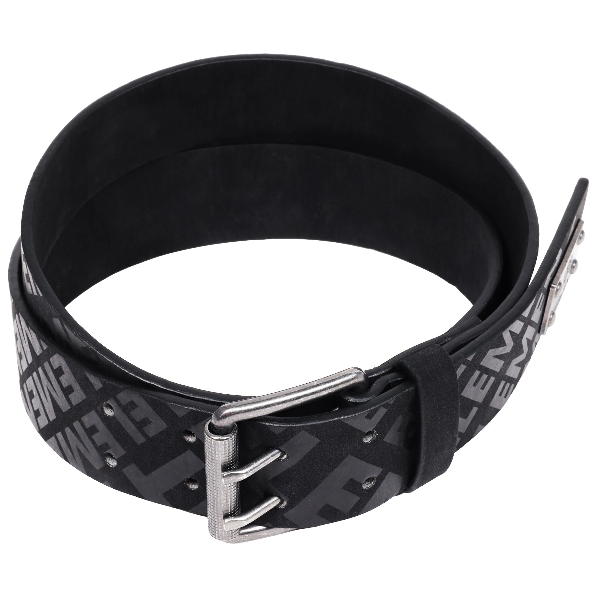 Element Distressed PU Belt with Antique Silver Roller Buckle – Black | Sizes M–XL