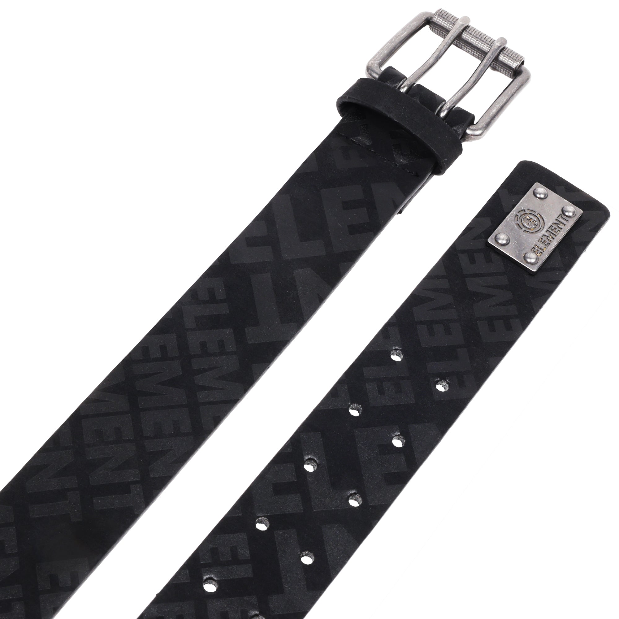Element Distressed PU Belt with Antique Silver Roller Buckle – Black | Sizes M–XL