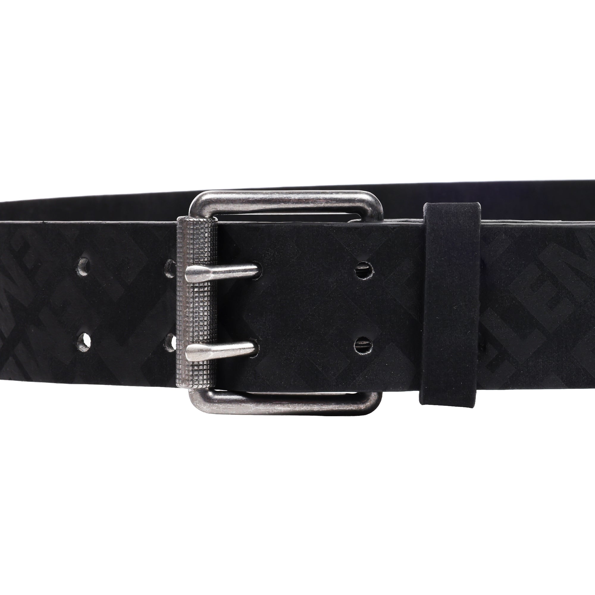 Element Distressed PU Belt with Antique Silver Roller Buckle – Black | Sizes M–XL