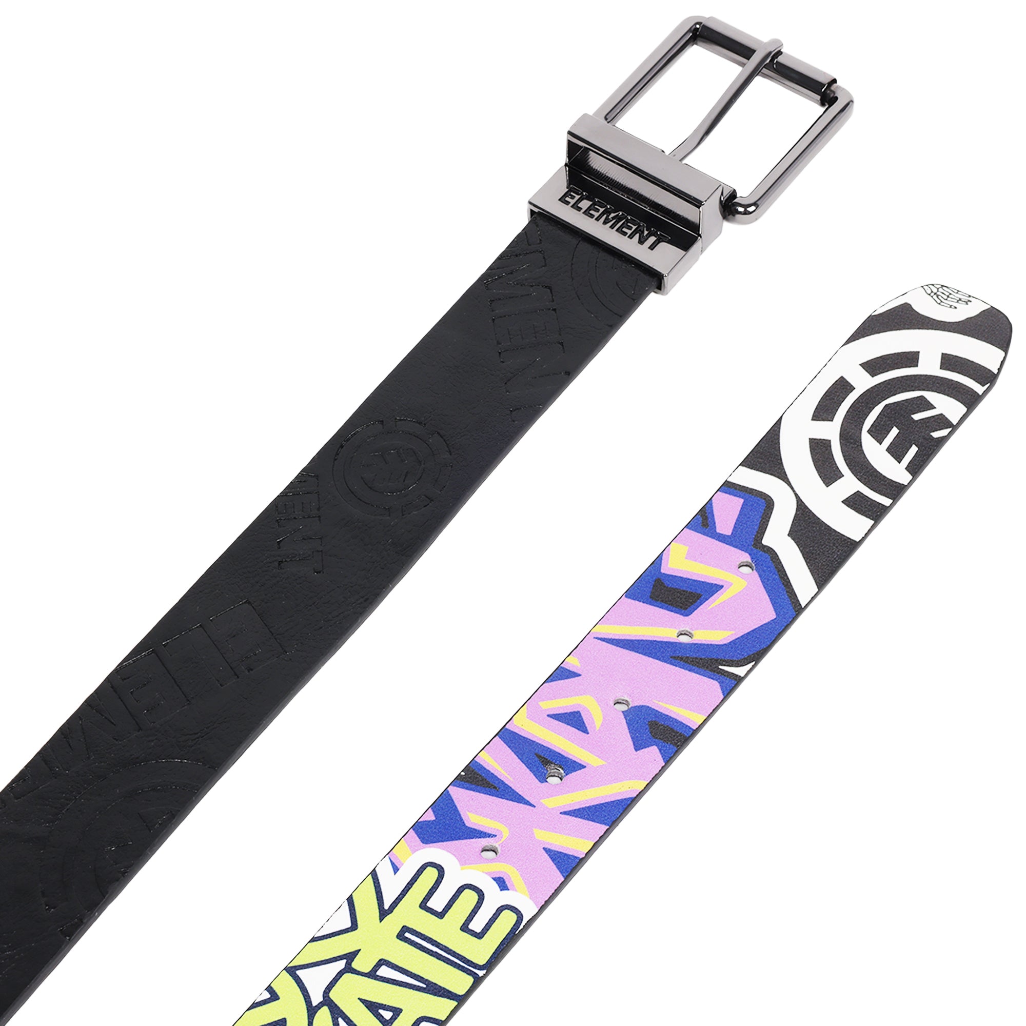 Element PU Reversible Belt with Debossed Logo & Graphic Print – Black | Sizes M–XL