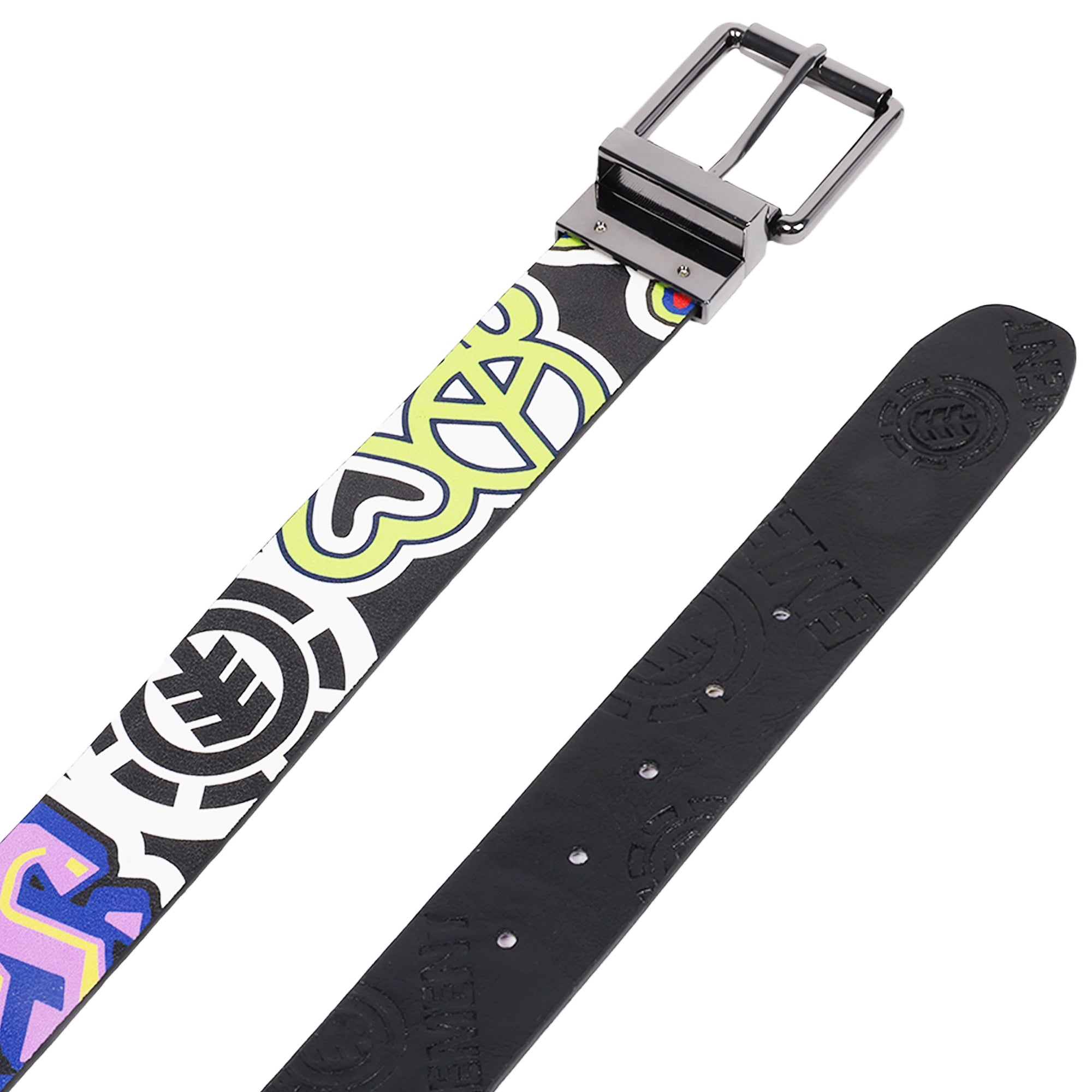 Element PU Reversible Belt with Debossed Logo & Graphic Print – Black | Sizes M–XL