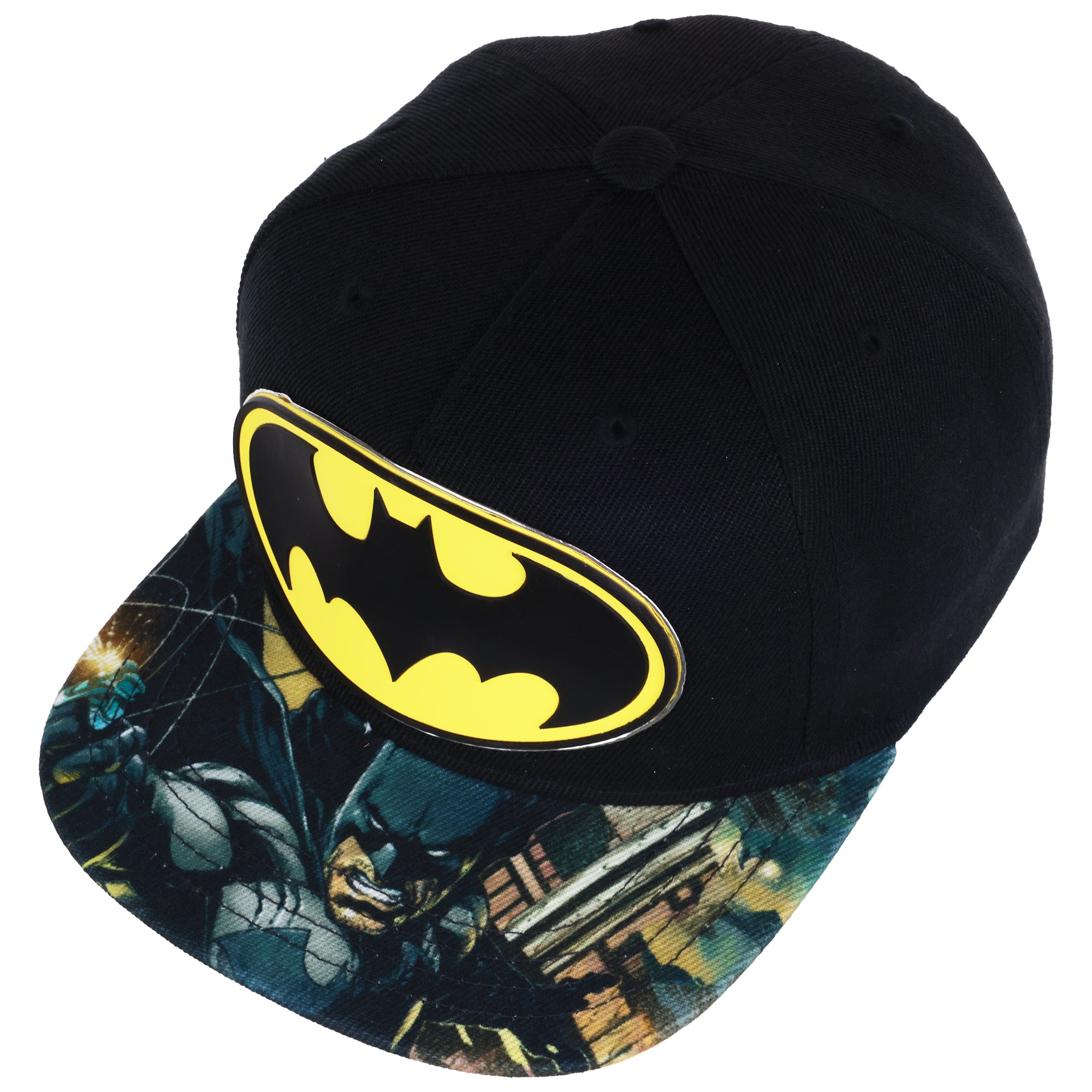 Batman Logo Snapback Hat – Flat Brim Cap with 3D Front Emblem & Graphic Undervisor