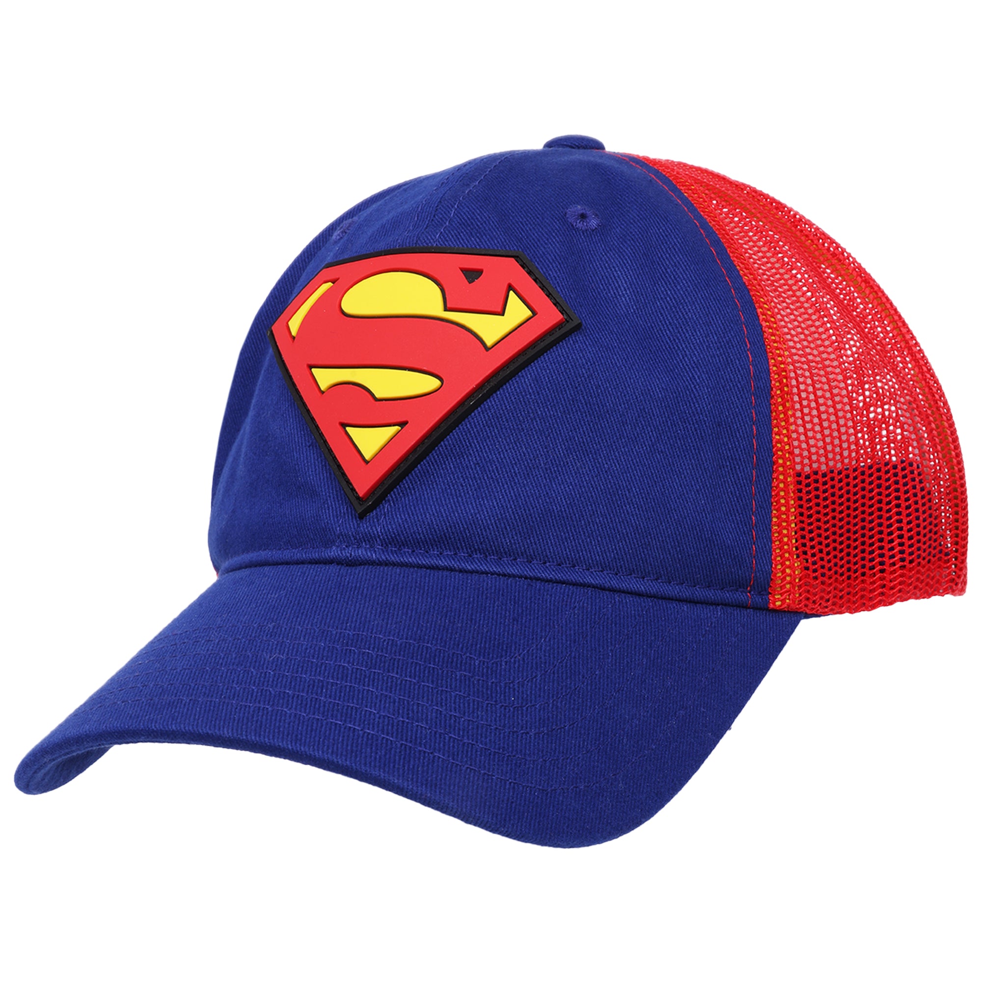 Concept One Unisex-Adult DC Comics Superman Logo Trucker Hat, Adult Adjustable Snapback Baseball Cap with Curved Brim for Men and Women