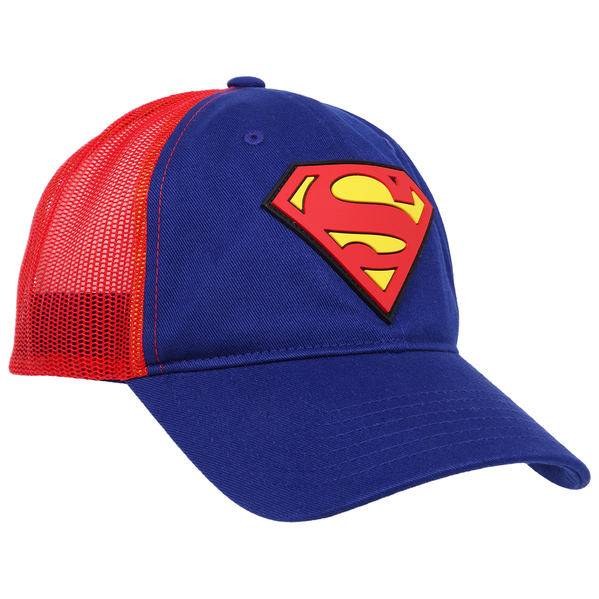 Concept One Unisex-Adult DC Comics Superman Logo Trucker Hat, Adult Adjustable Snapback Baseball Cap with Curved Brim for Men and Women
