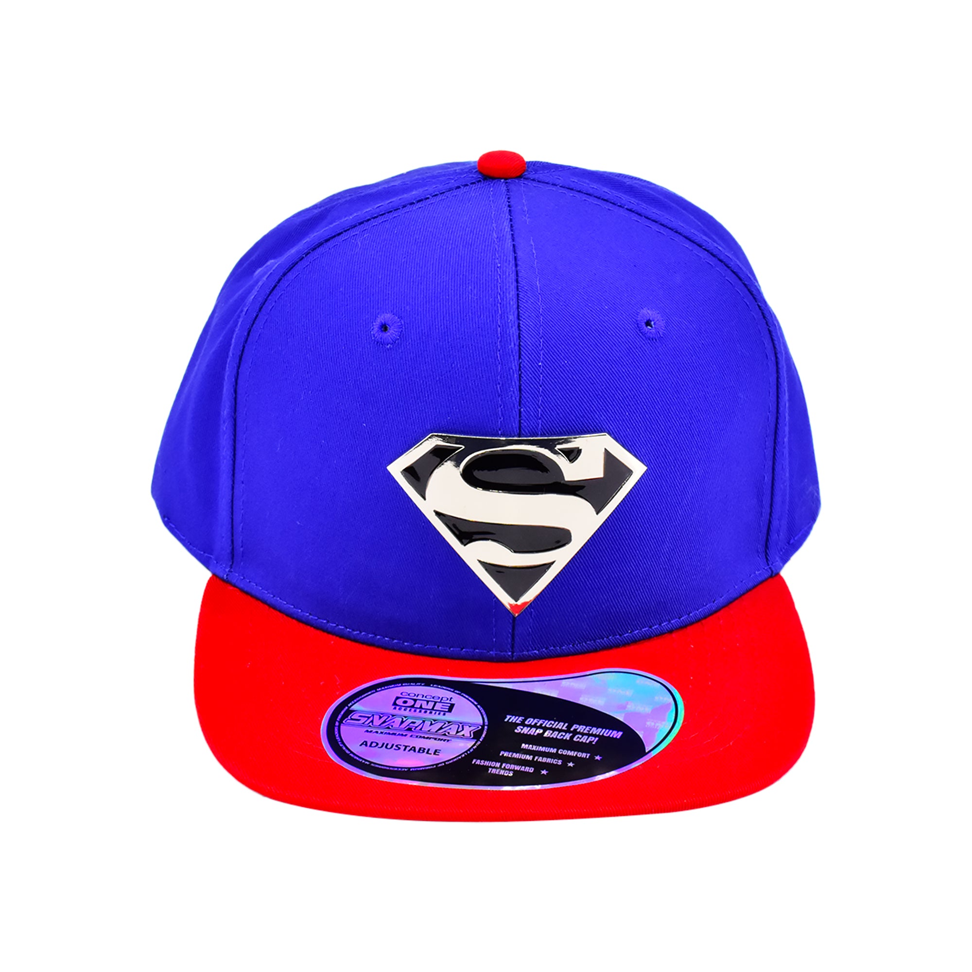 Superman Snapback Hat with 3D Metal Logo – Adjustable Flat Brim Cap