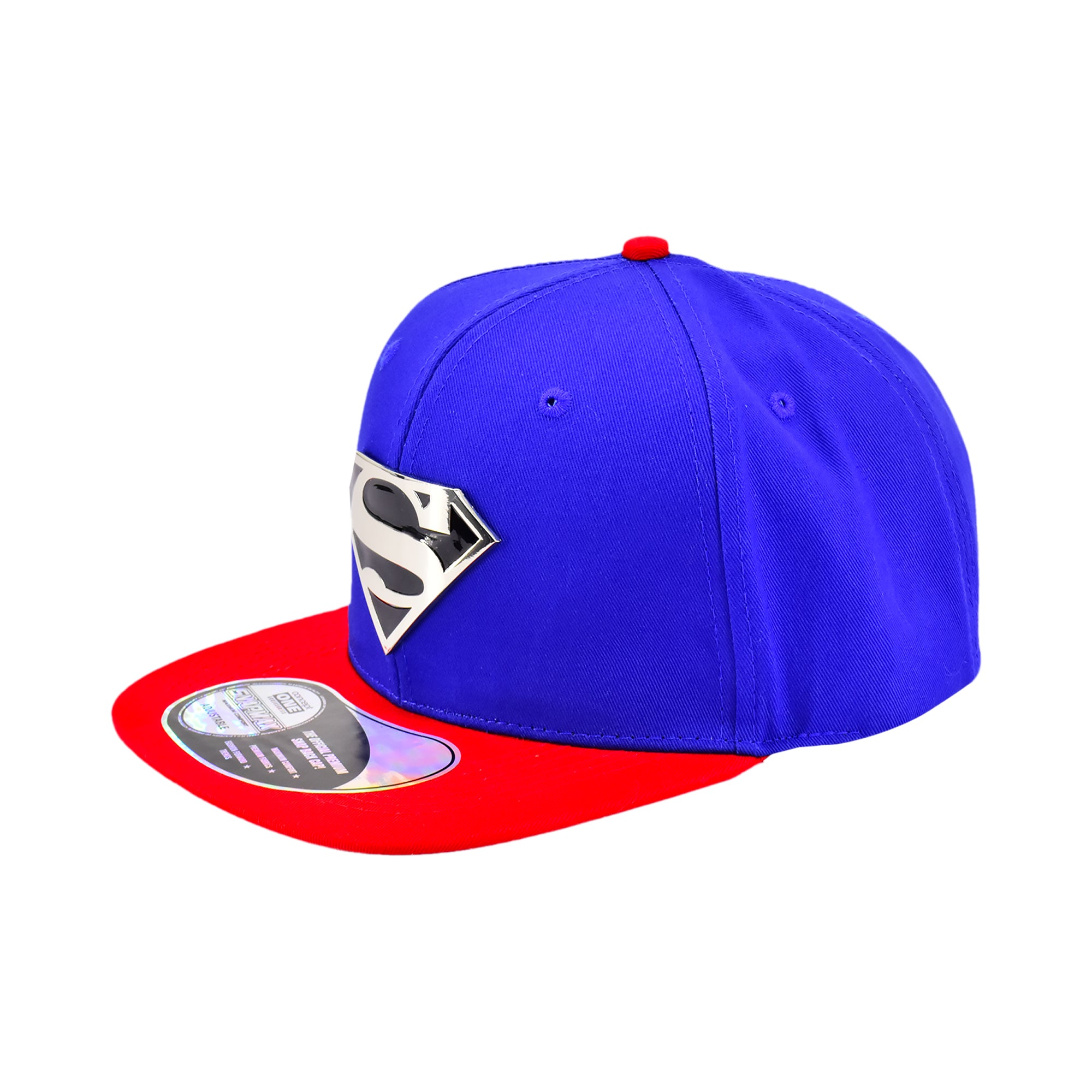 Superman Snapback Hat with 3D Metal Logo – Adjustable Flat Brim Cap
