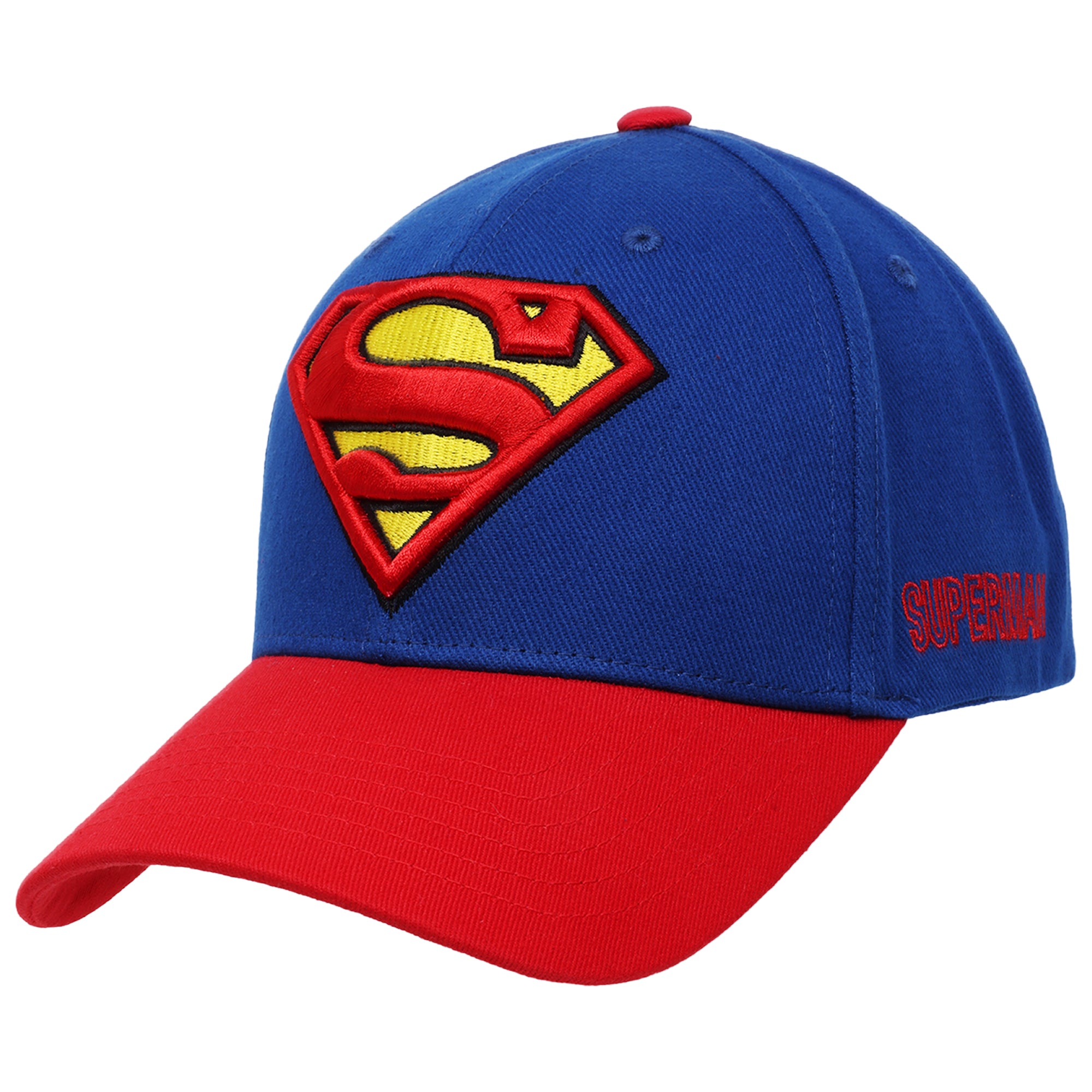 DC Comics Superman Baseball Cap, Adult Adjustable Snapback Hat with Flat Brim for Men and Women, Embroidered Logo, Navy, One Size
