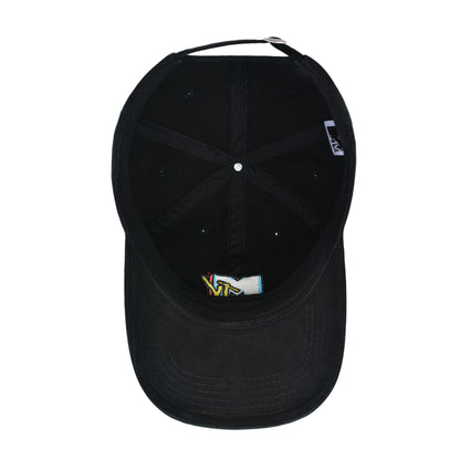MTV Throwback Style Embroidered Logo Cotton Adjustable Baseball Cap with Curved Brim, Black, One Size