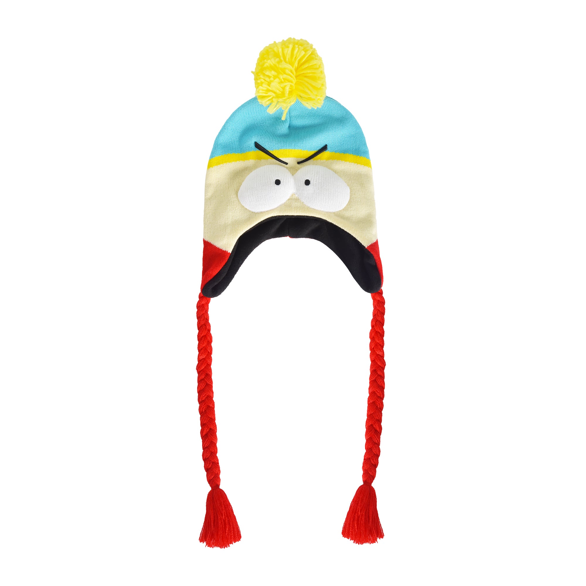 Concept One South Park Beanie Hat, Eric Cartman Peruvian Winter Knit Cap with Pom and Tassels
