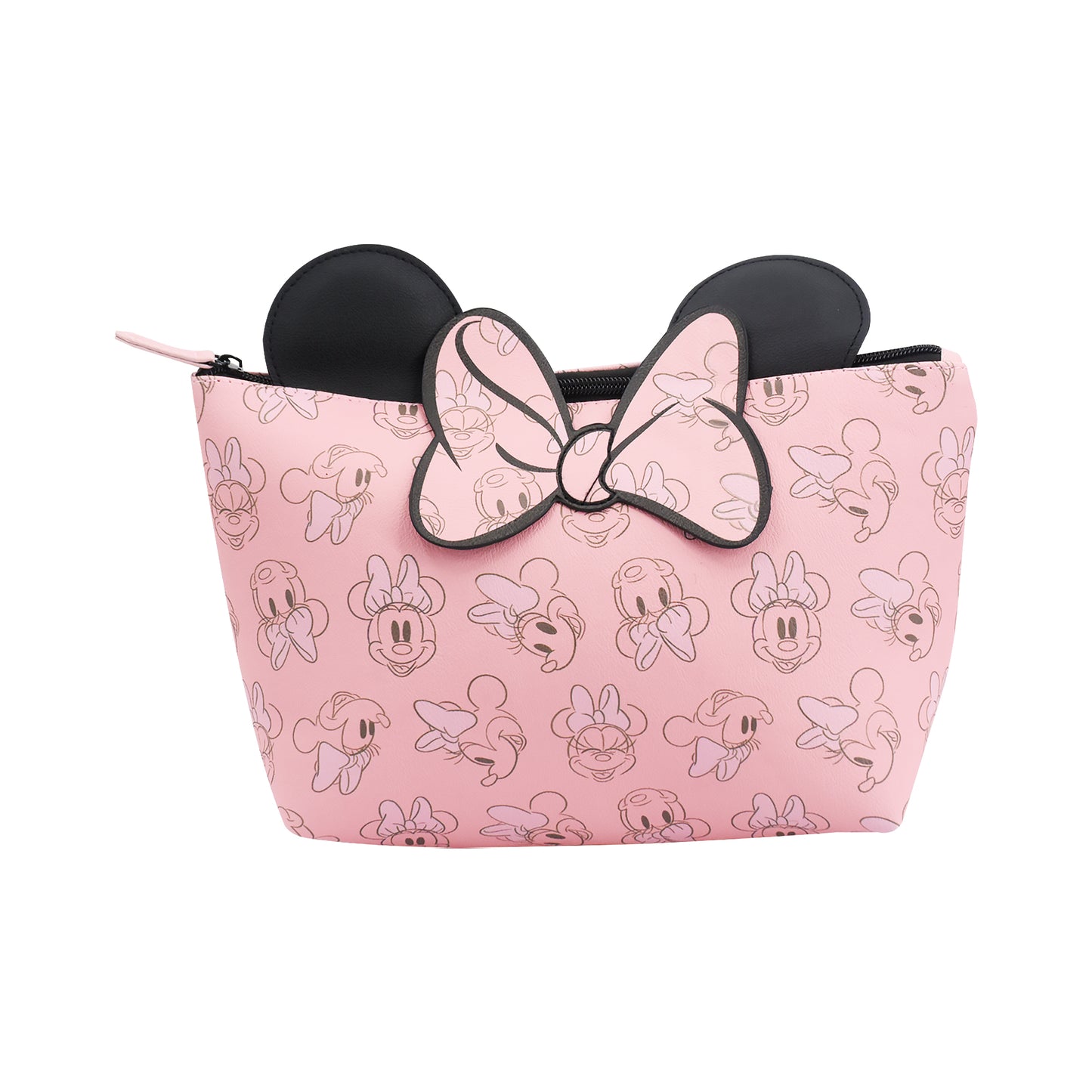 Disney Minnie Mouse 3D Bow and Ears Trapezoid Cosmetic Bag, Blush