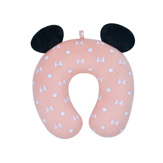 Disney Minnie Mouse Travel Pillow Bows and Polka Dots Portable Neck Pillow, Pink