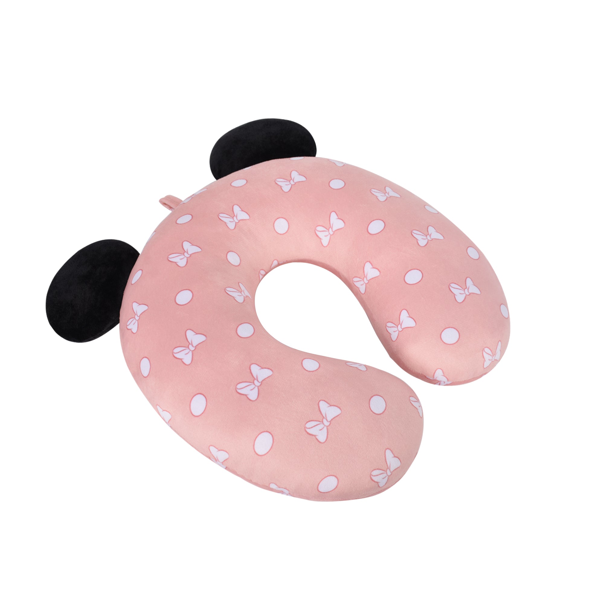 Disney Minnie Mouse Travel Pillow Bows and Polka Dots Portable Neck Pillow, Pink
