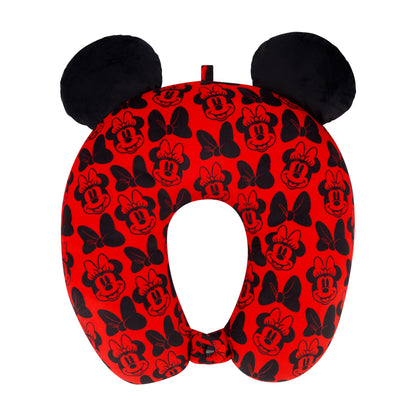 Disney Minnie Mouse Travel Neck Pillow for Airplane, Car and Office Comfortable and Breathable, Red/Black