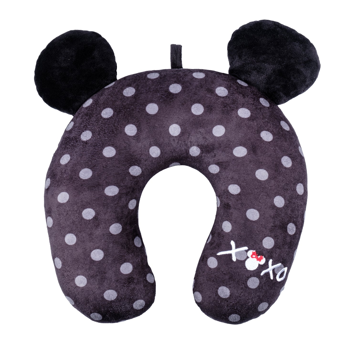 Disney Minnie Mouse Travel Pillow Polka Dot XOXO Portable Neck Pillow, Black and White