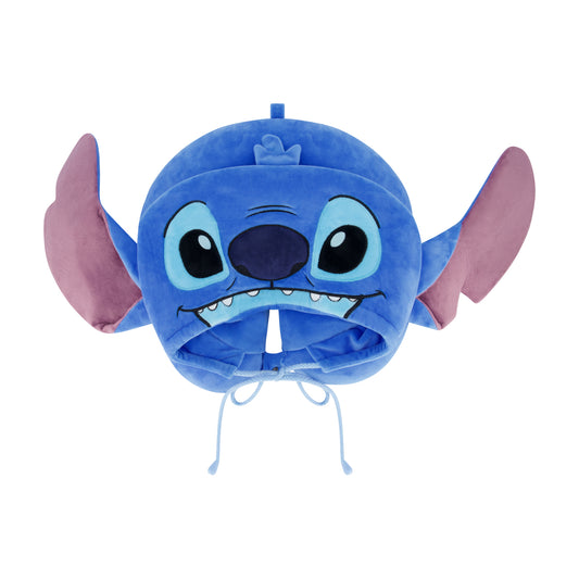 FUL Disney Stitch Hooded Neck Pillow with 3D Ears, Travel Accessories for Airplane, Car and Office, Comfortable and Breathable, Blue