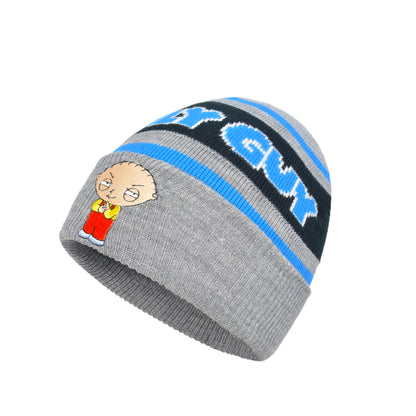 Family Guy Stewie Knitted Acrylic Cuffed Beanie Hat, Heather Grey, One Size