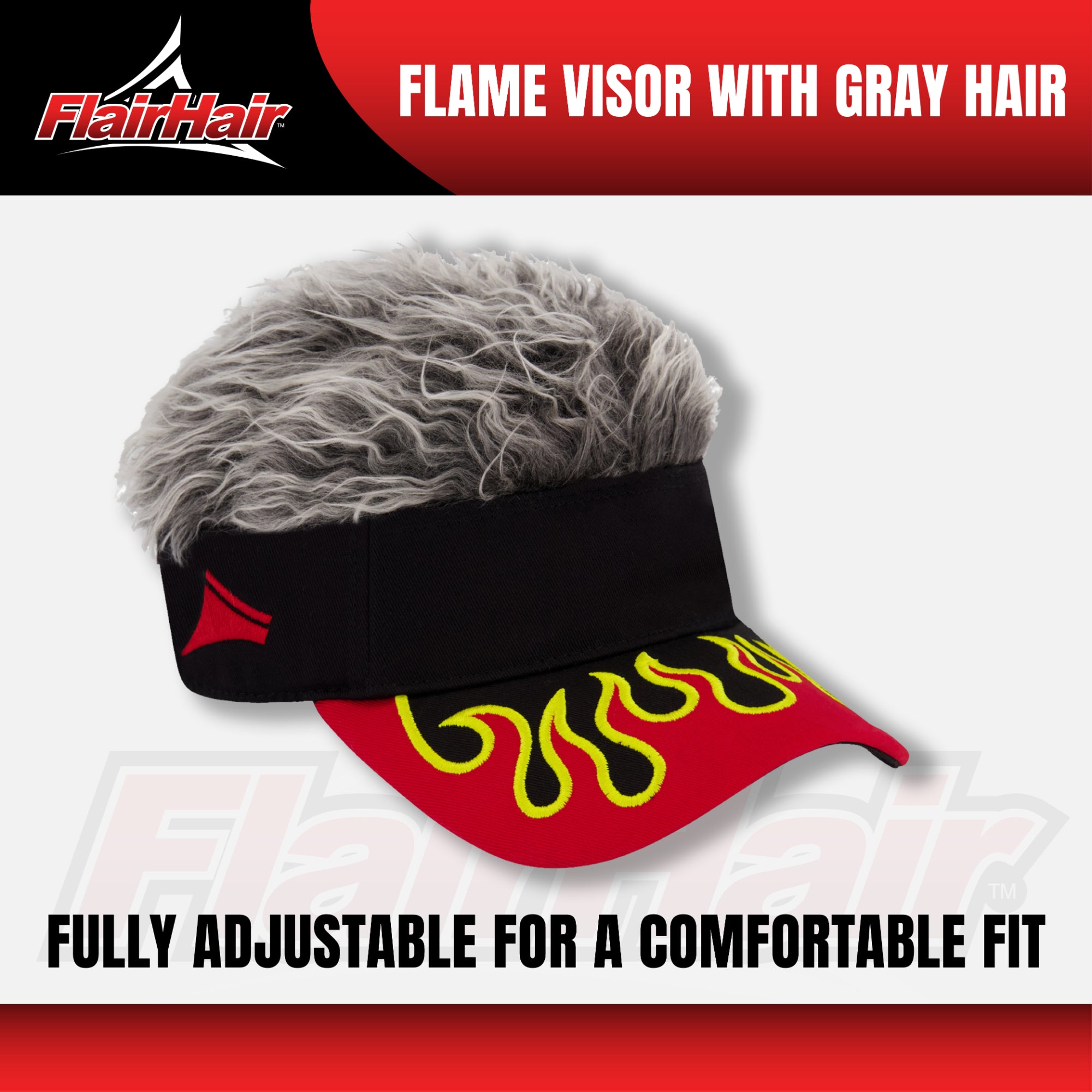 Flair Hair Women's Sun Visor Cap with Fake Hair, Adjustable Baseball Hat