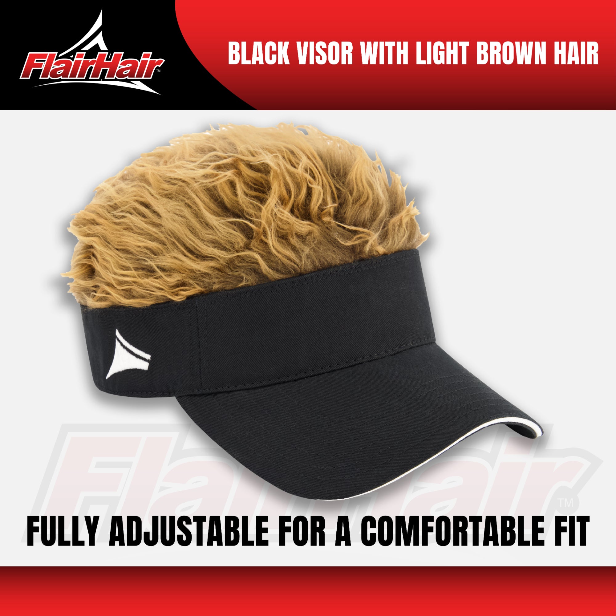Flair Hair Women's Sun Visor Cap with Fake Hair, Adjustable Baseball Hat