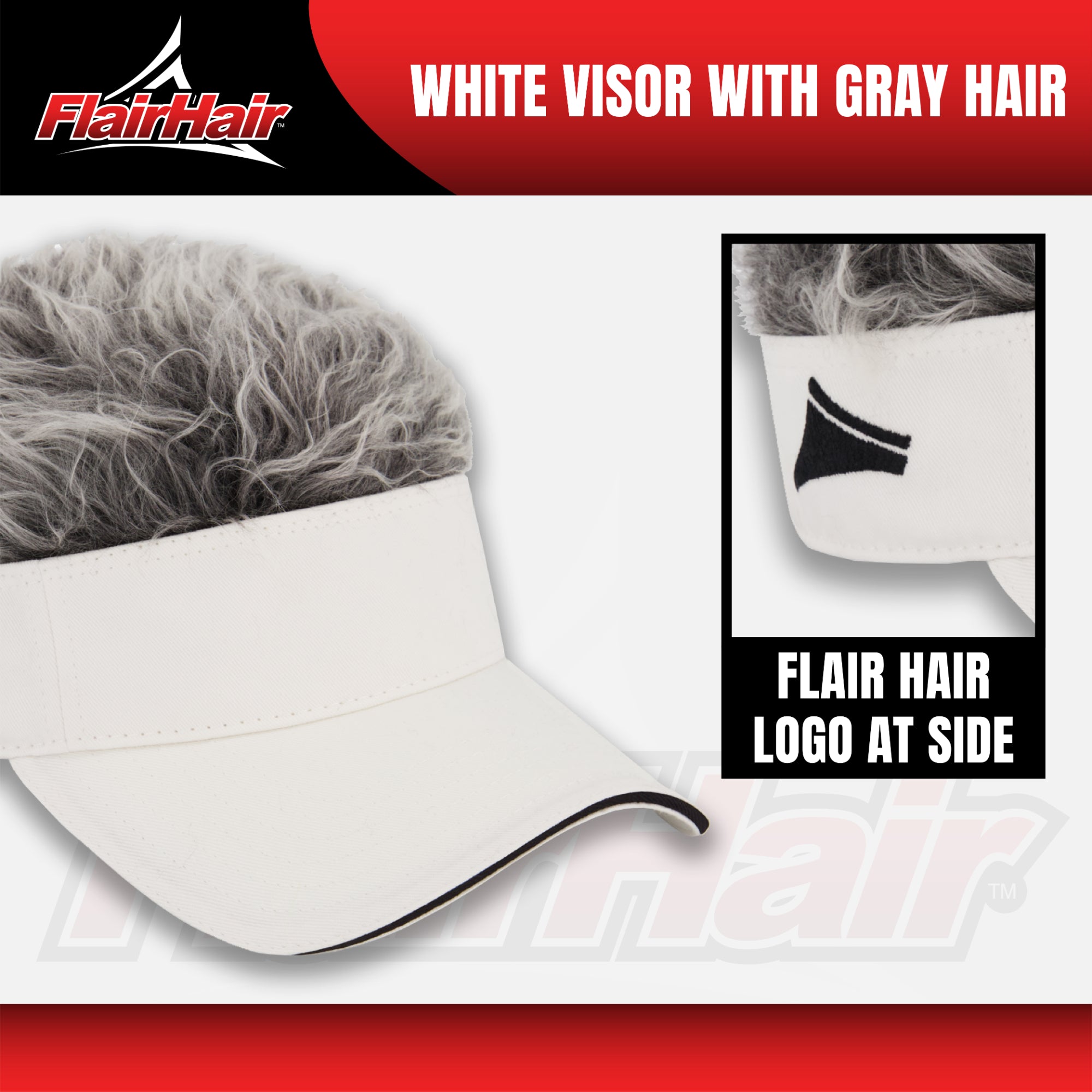 Flair Hair Women's Sun Visor Cap with Fake Hair, Adjustable Baseball Hat