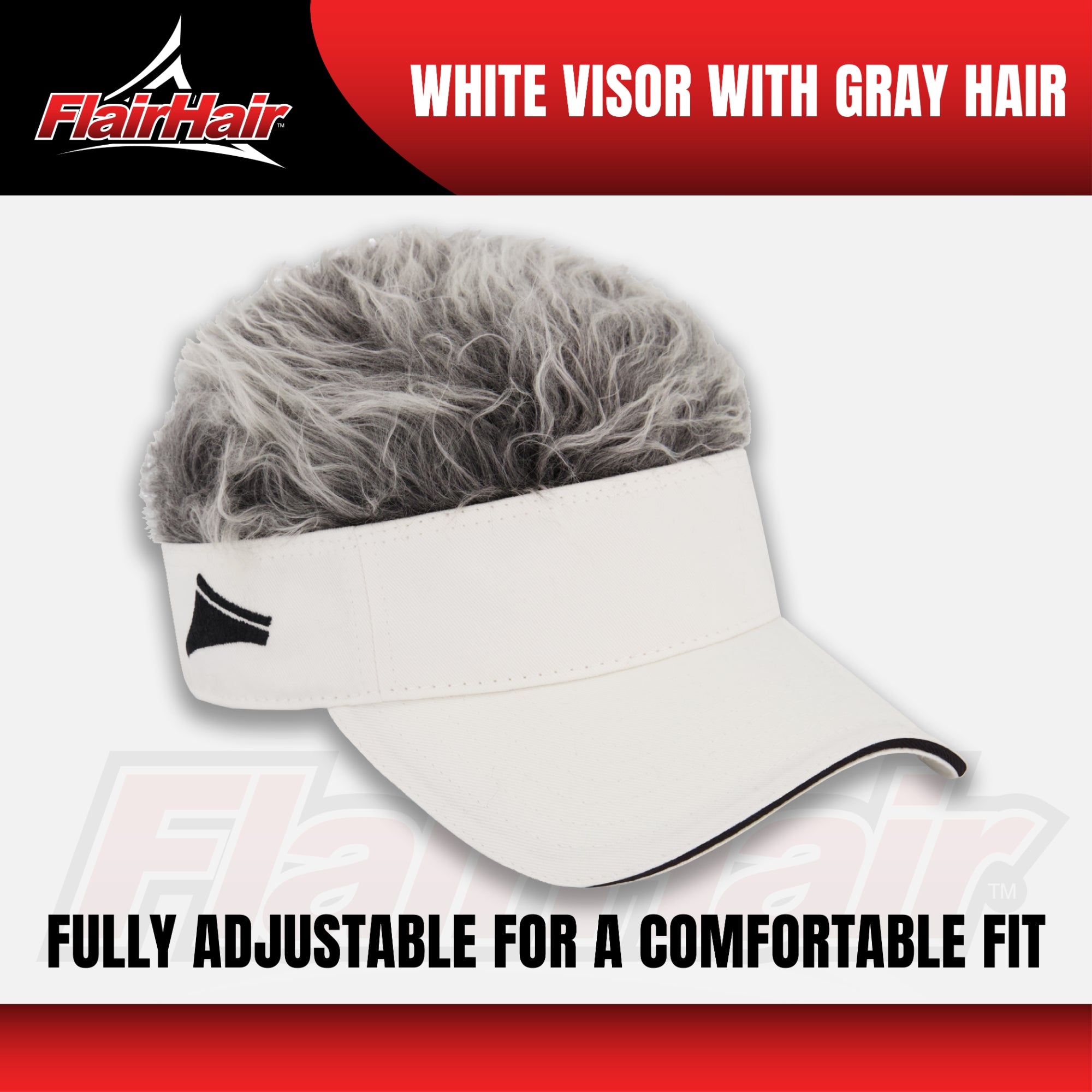 Flair Hair Women's Sun Visor Cap with Fake Hair, Adjustable Baseball Hat