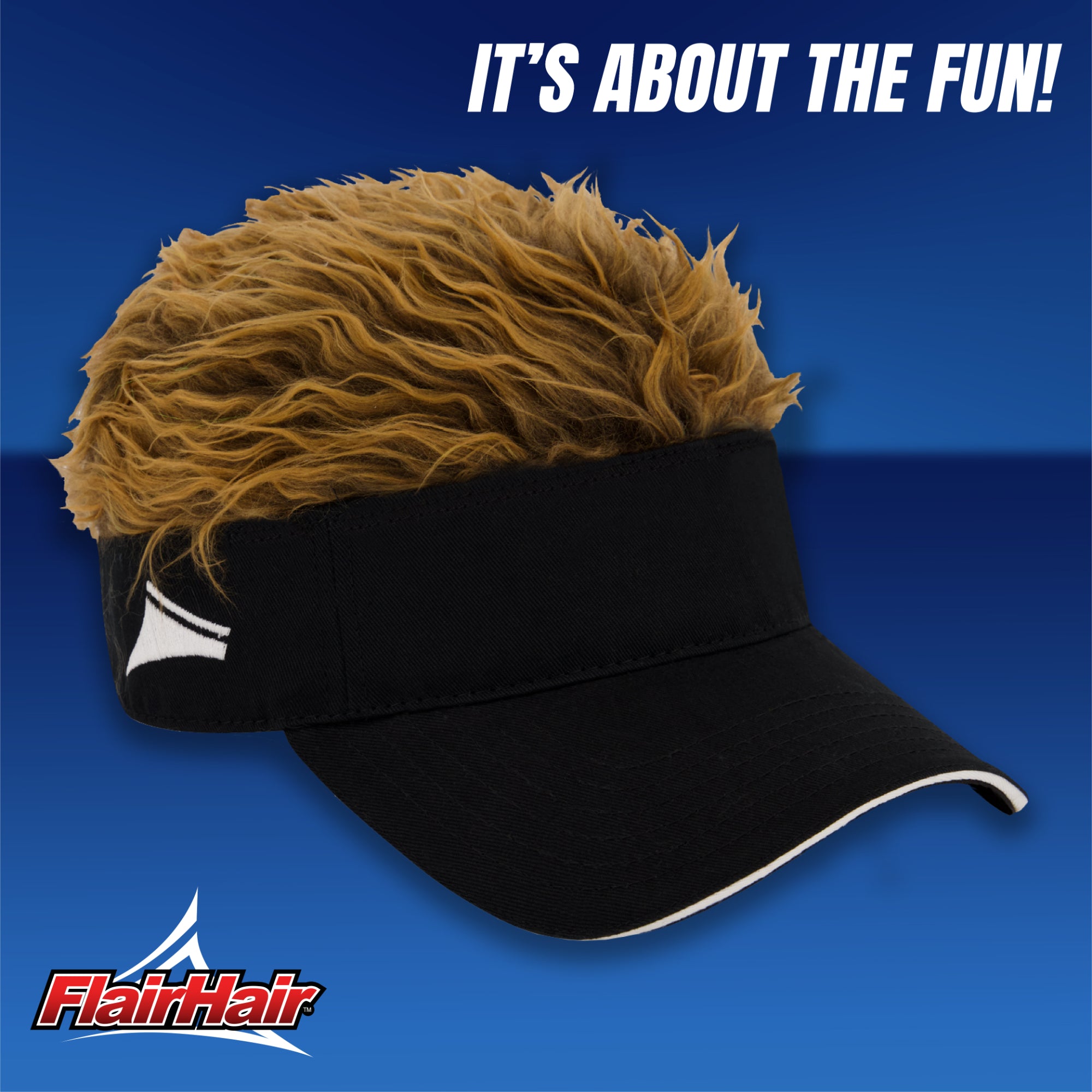 Flair Hair Women's Sun Visor Cap with Fake Hair, Adjustable Baseball Hat