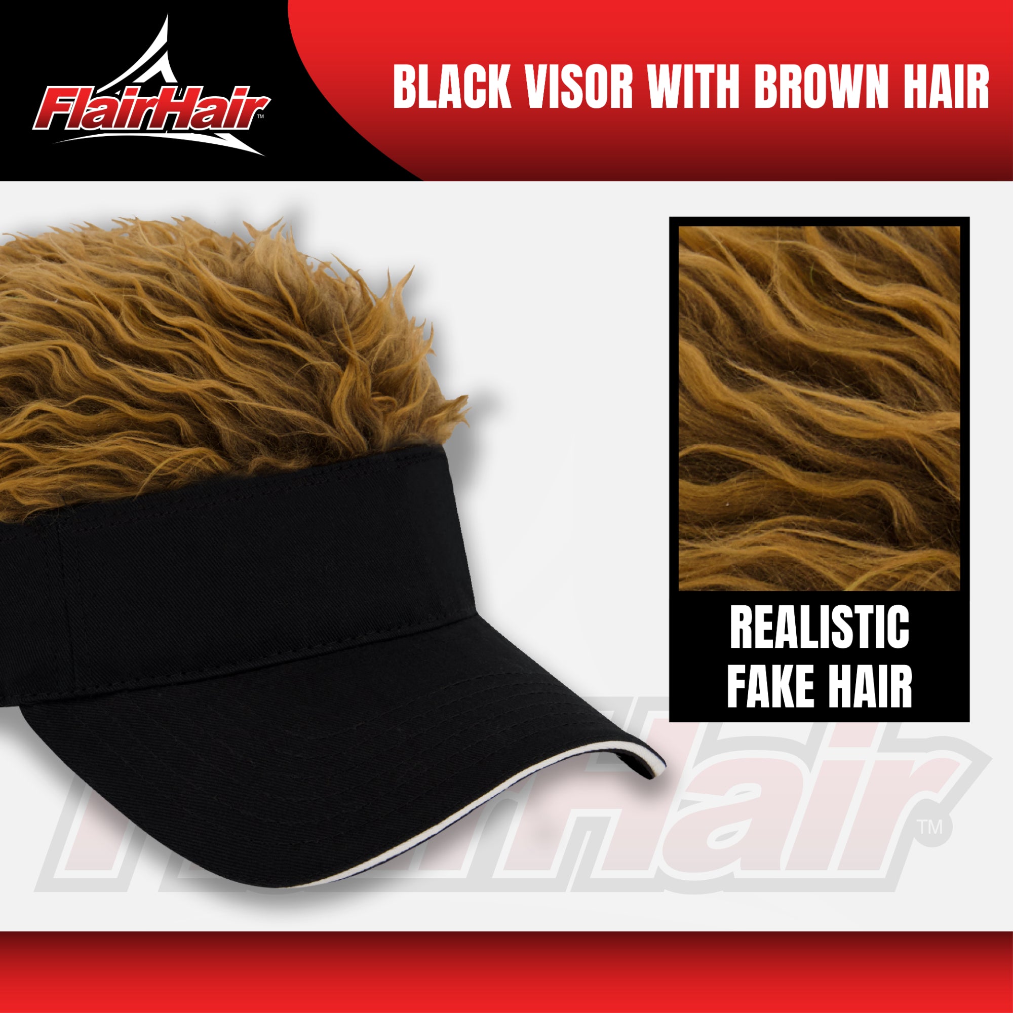 Flair Hair Women's Sun Visor Cap with Fake Hair, Adjustable Baseball Hat