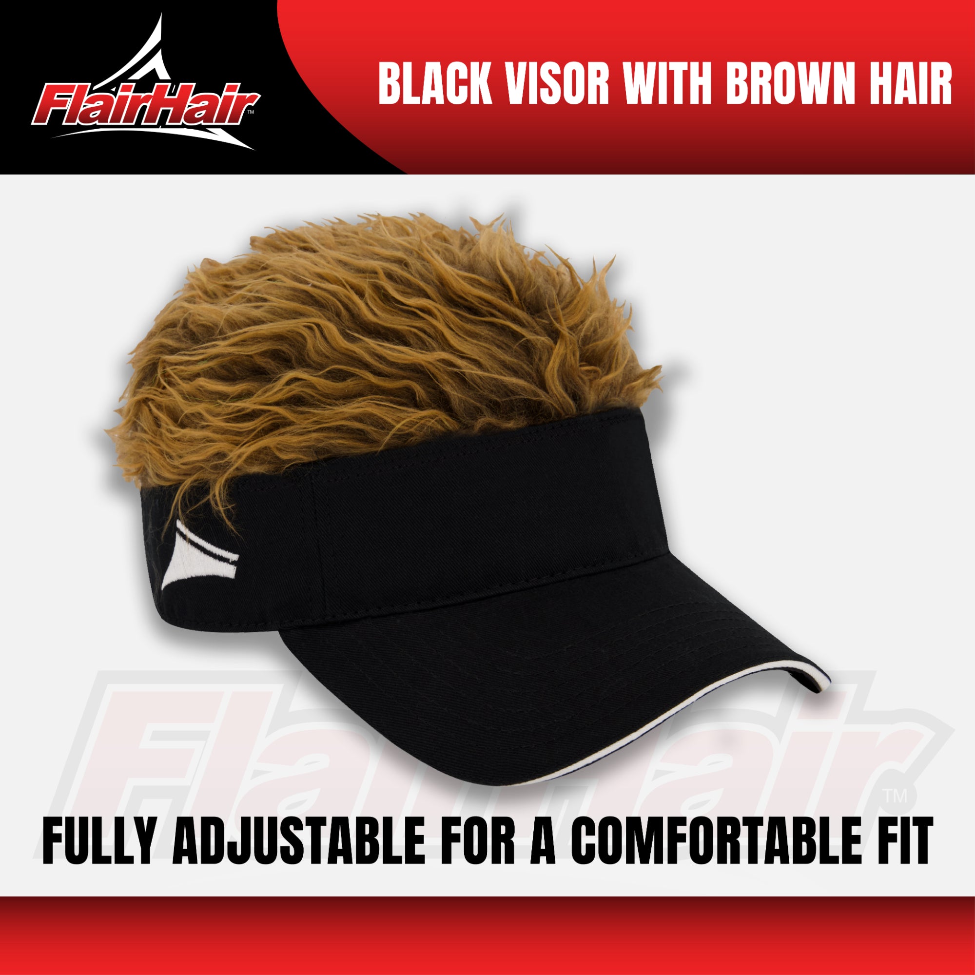 Flair Hair Women's Sun Visor Cap with Fake Hair, Adjustable Baseball Hat