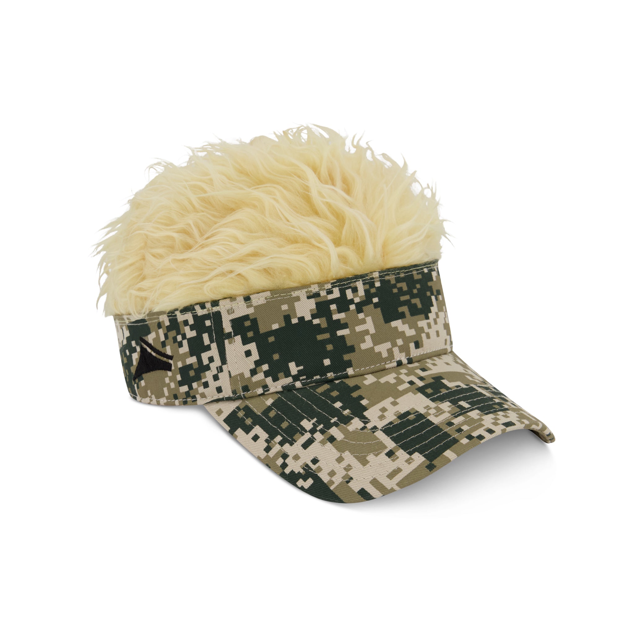 Women's Sun Visor Cap with Fake Hair, Adjustable Baseball Hat