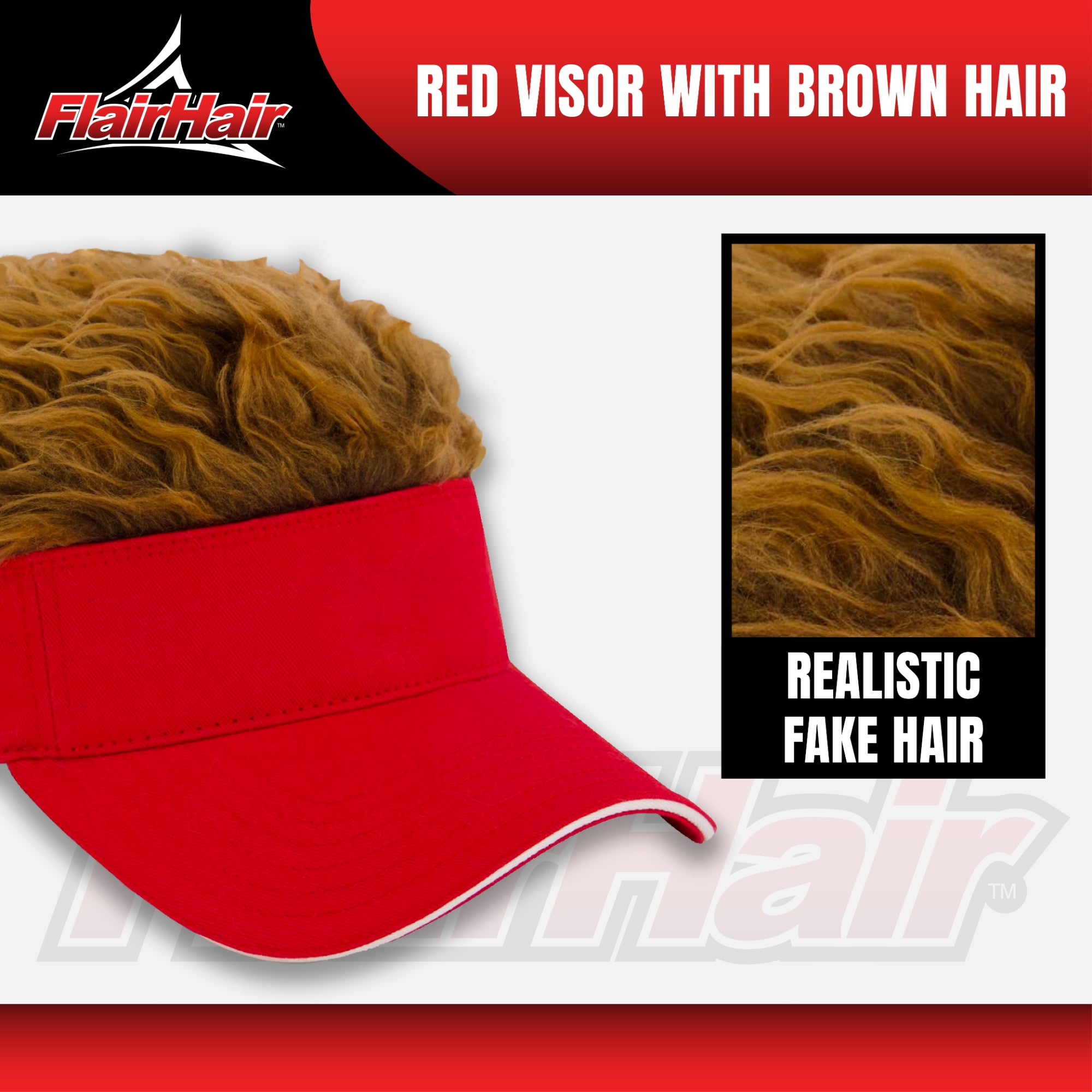 Flair Hair Women's Sun Visor Cap with Fake Hair, Adjustable Baseball Hat